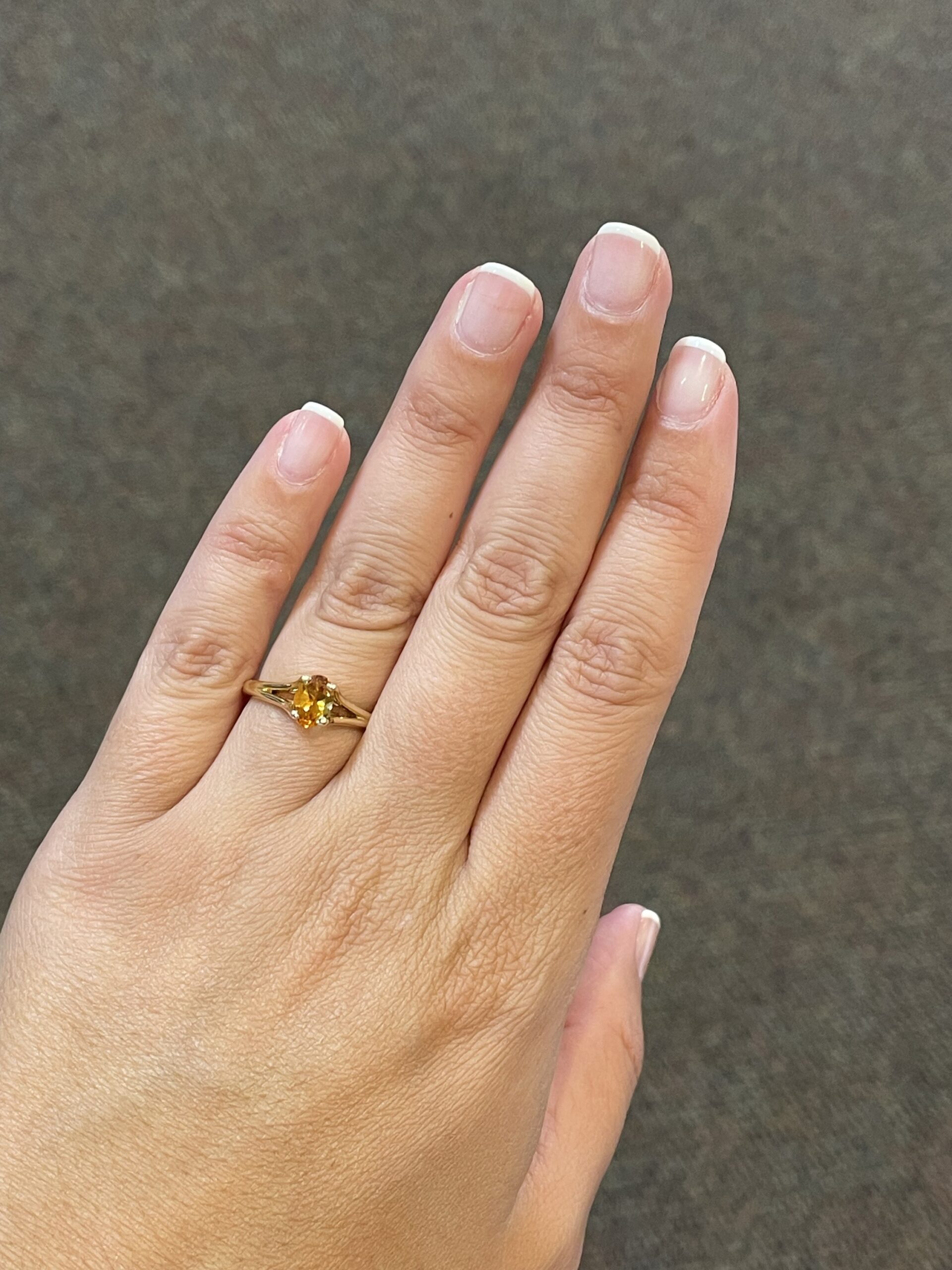 14k Yellow Gold Genuine Oval Shaped Citrine Split Shank Ring - Image 7