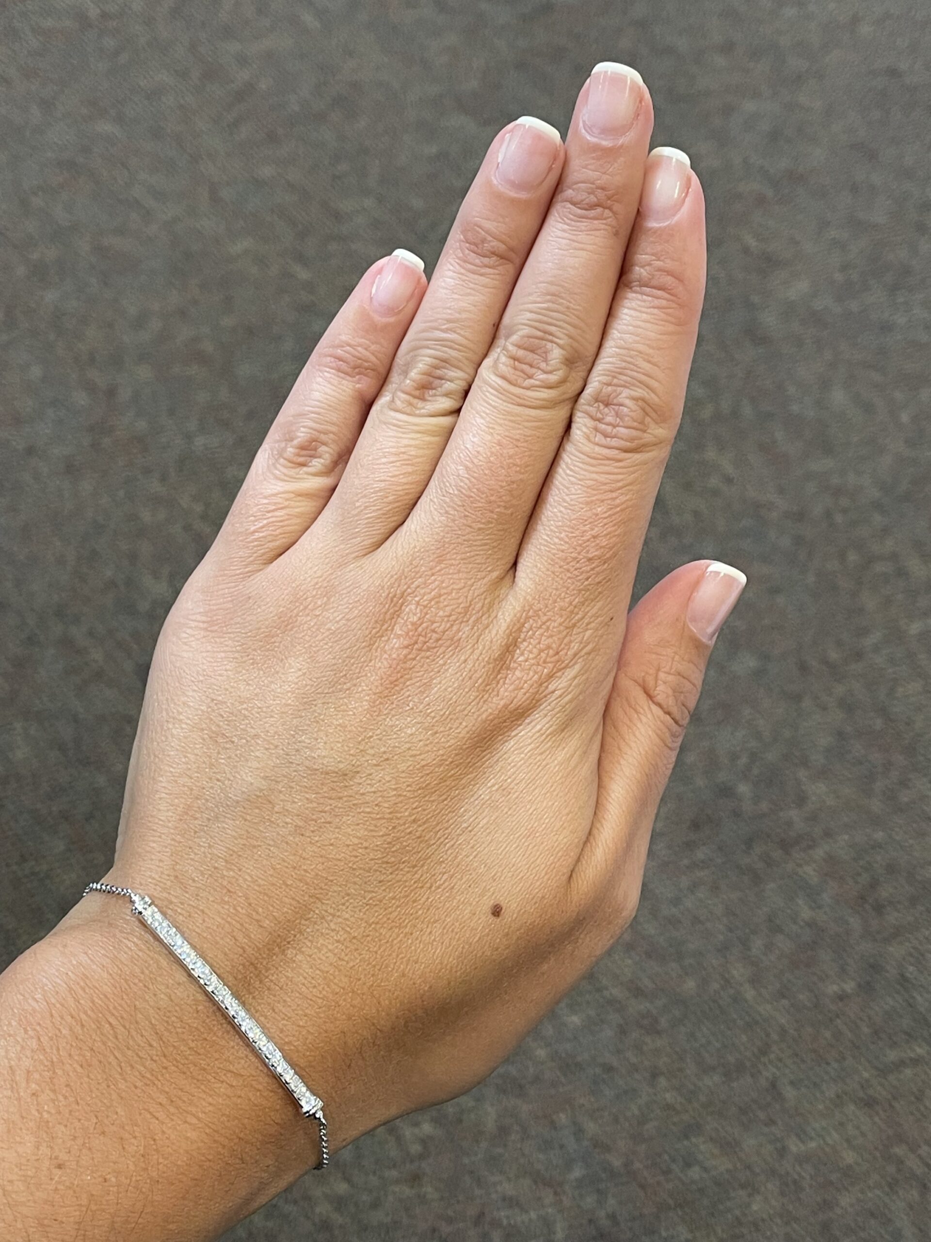 14k White Gold Genuine .32 Cttw Round Brilliant Cut Diamond Bar & Chain Bracelet - Image 3