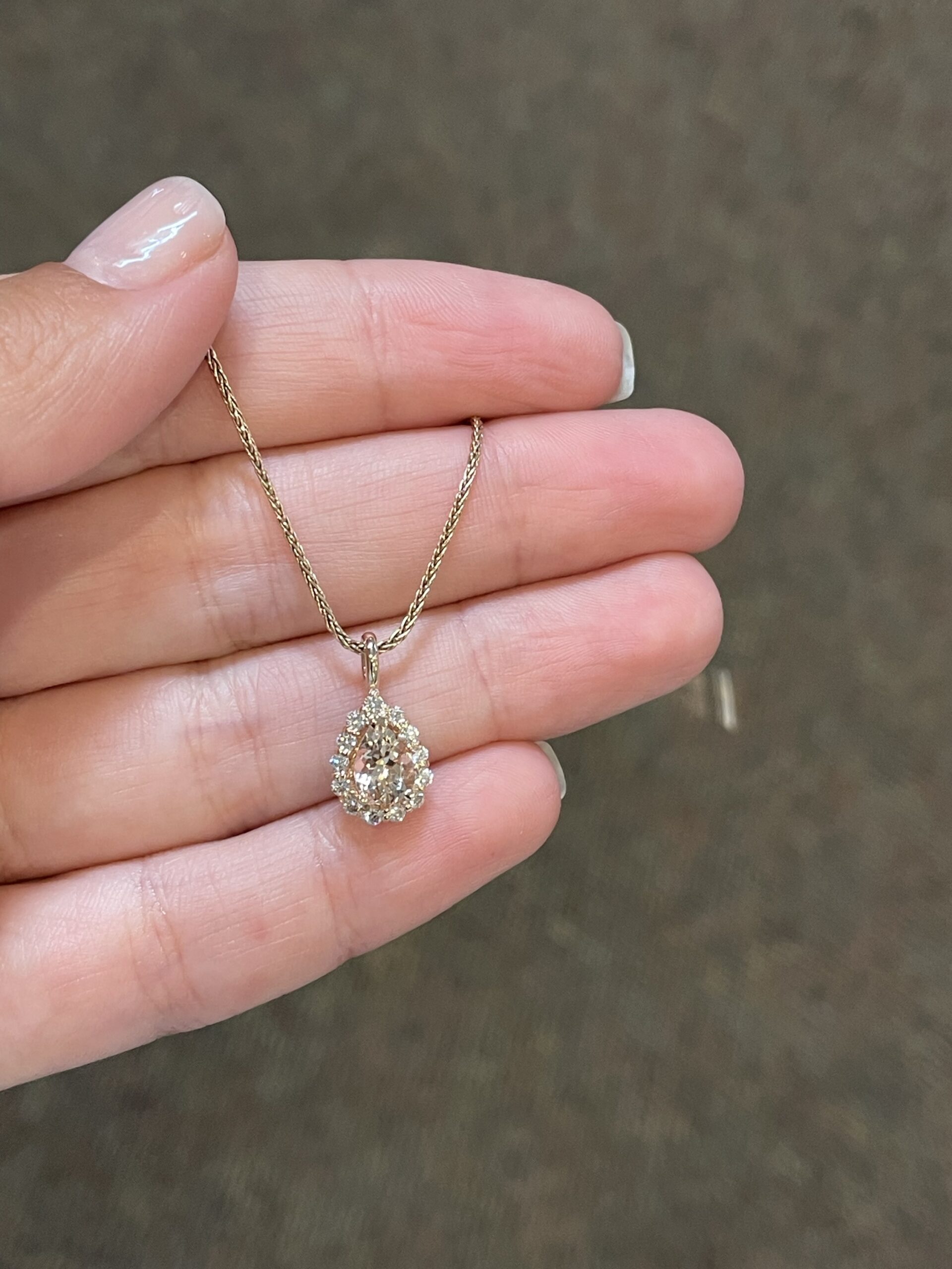 14k Rose Gold Genuine Morganite & Diamond Halo Pendant - Image 3