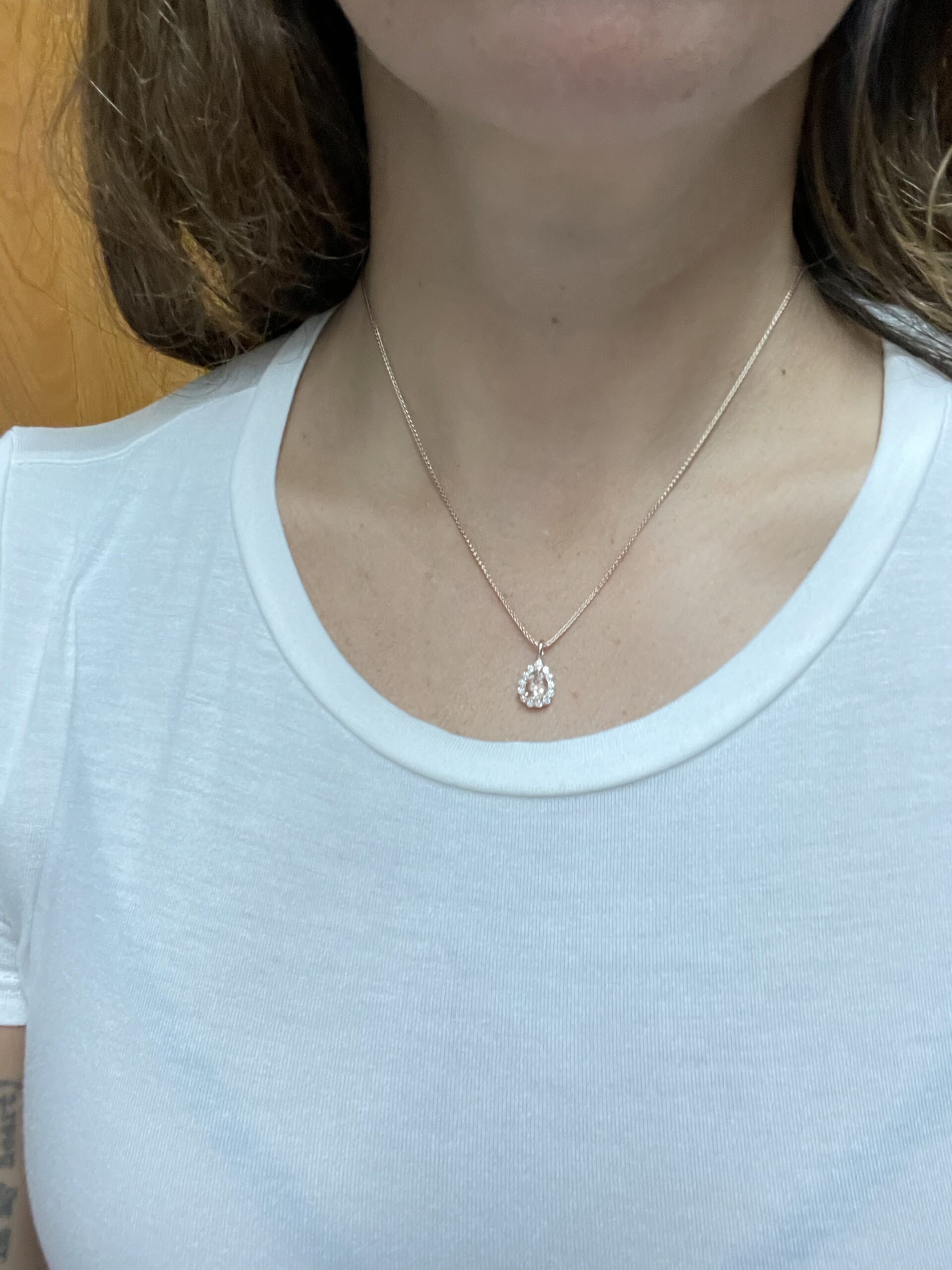 14k Rose Gold Genuine Morganite & Diamond Halo Pendant - Image 11