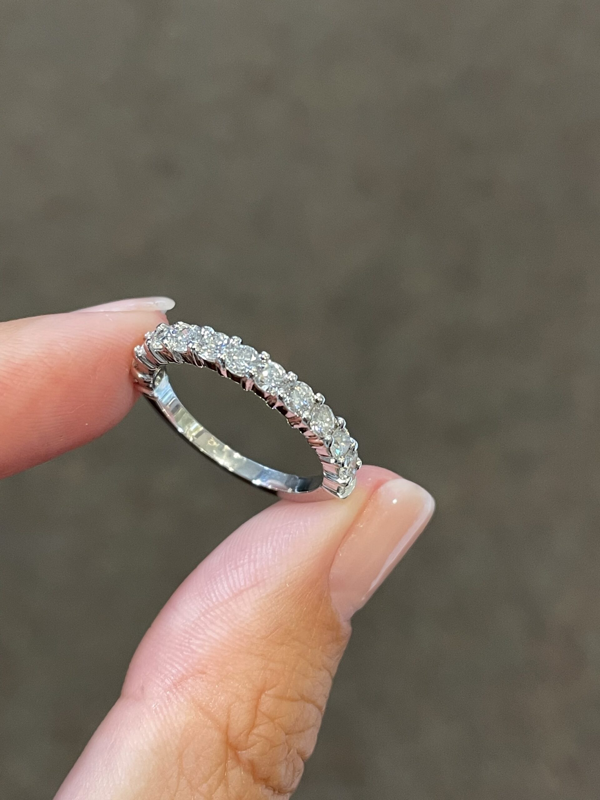 Platinum 13 Stone Genuine .85 Cttw Round Brilliant Cut Diamond Band - Image 2