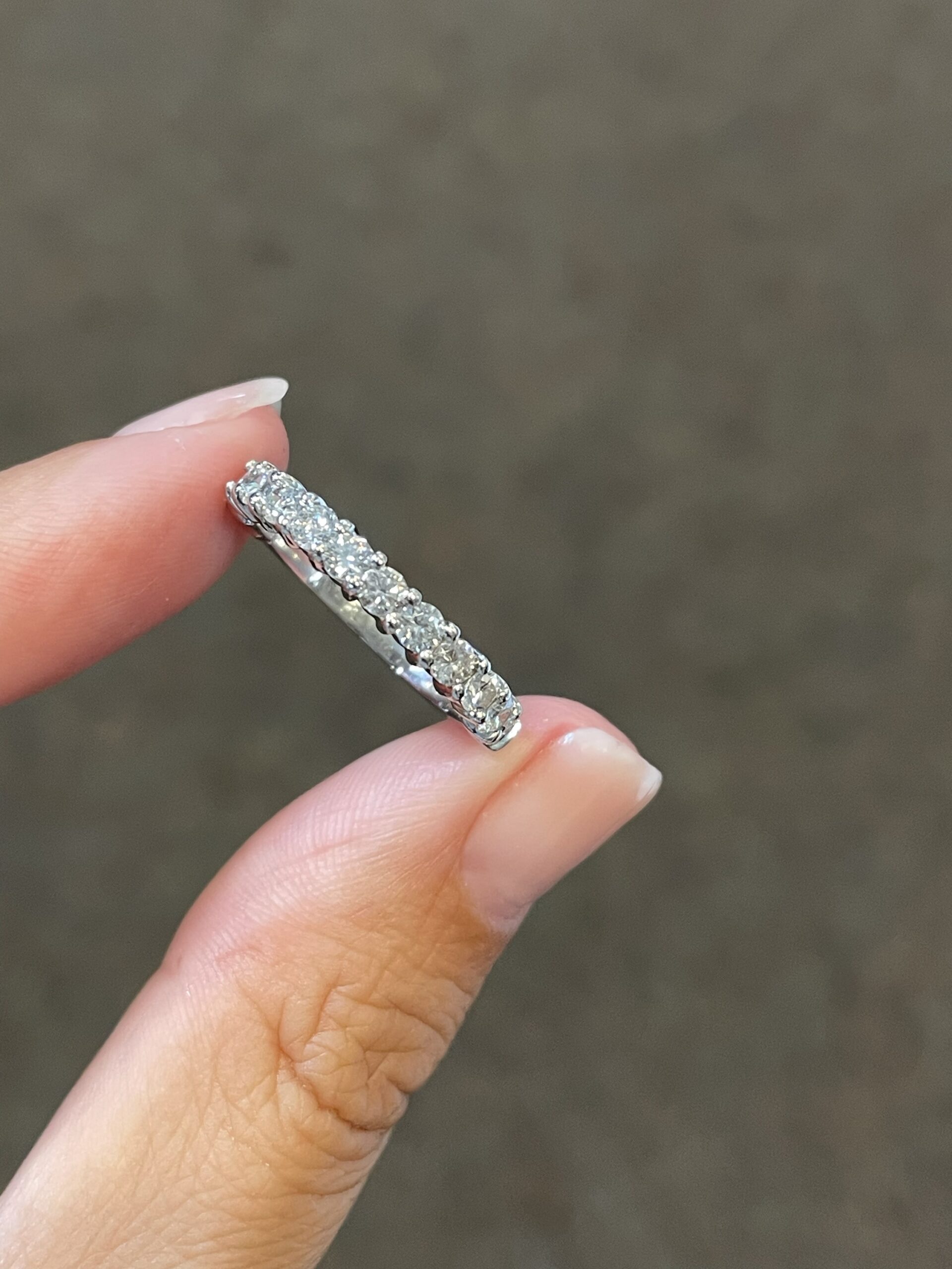 Platinum 13 Stone Genuine .85 Cttw Round Brilliant Cut Diamond Band