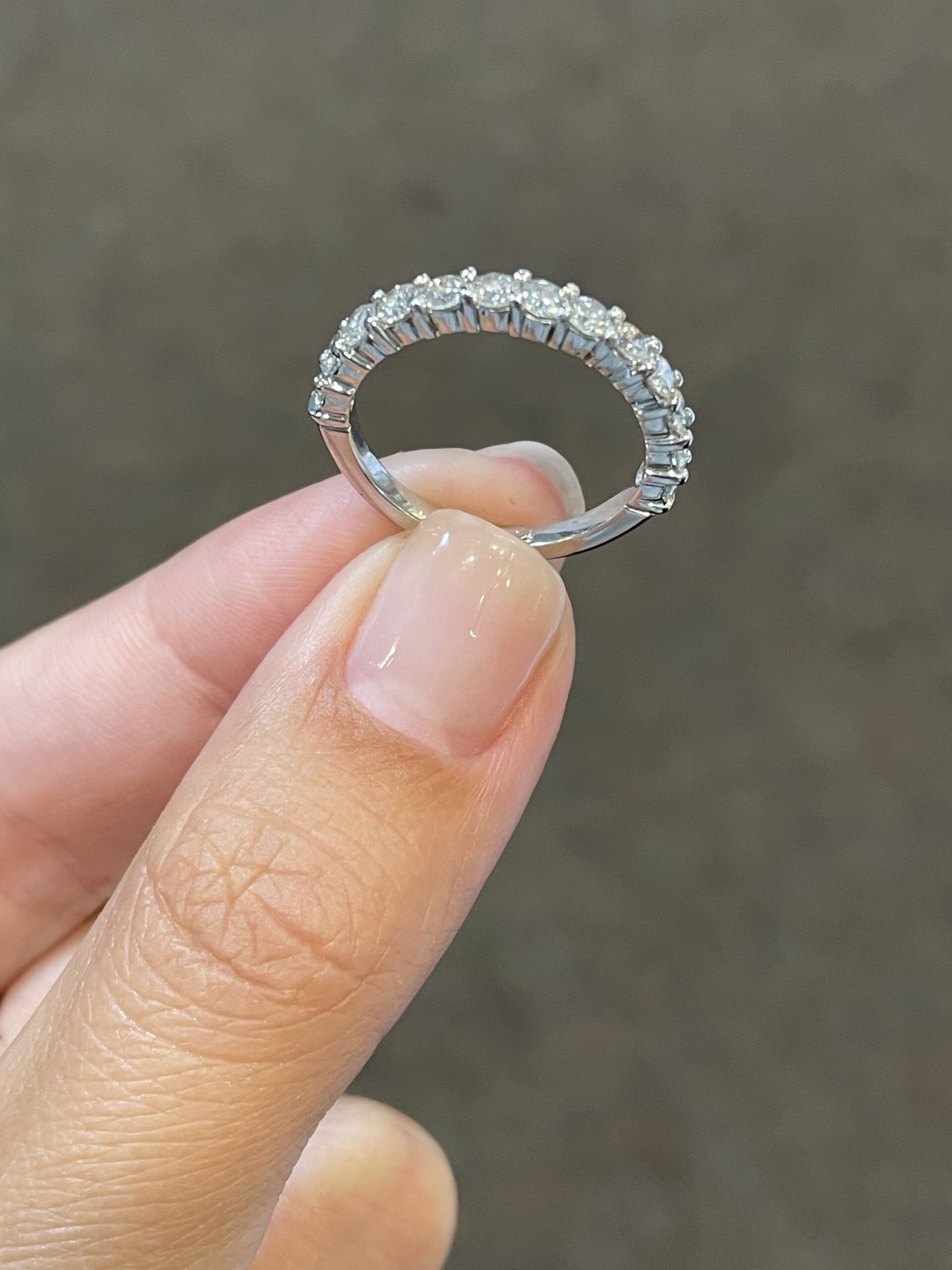 Platinum 13 Stone Genuine .85 Cttw Round Brilliant Cut Diamond Band - Image 5