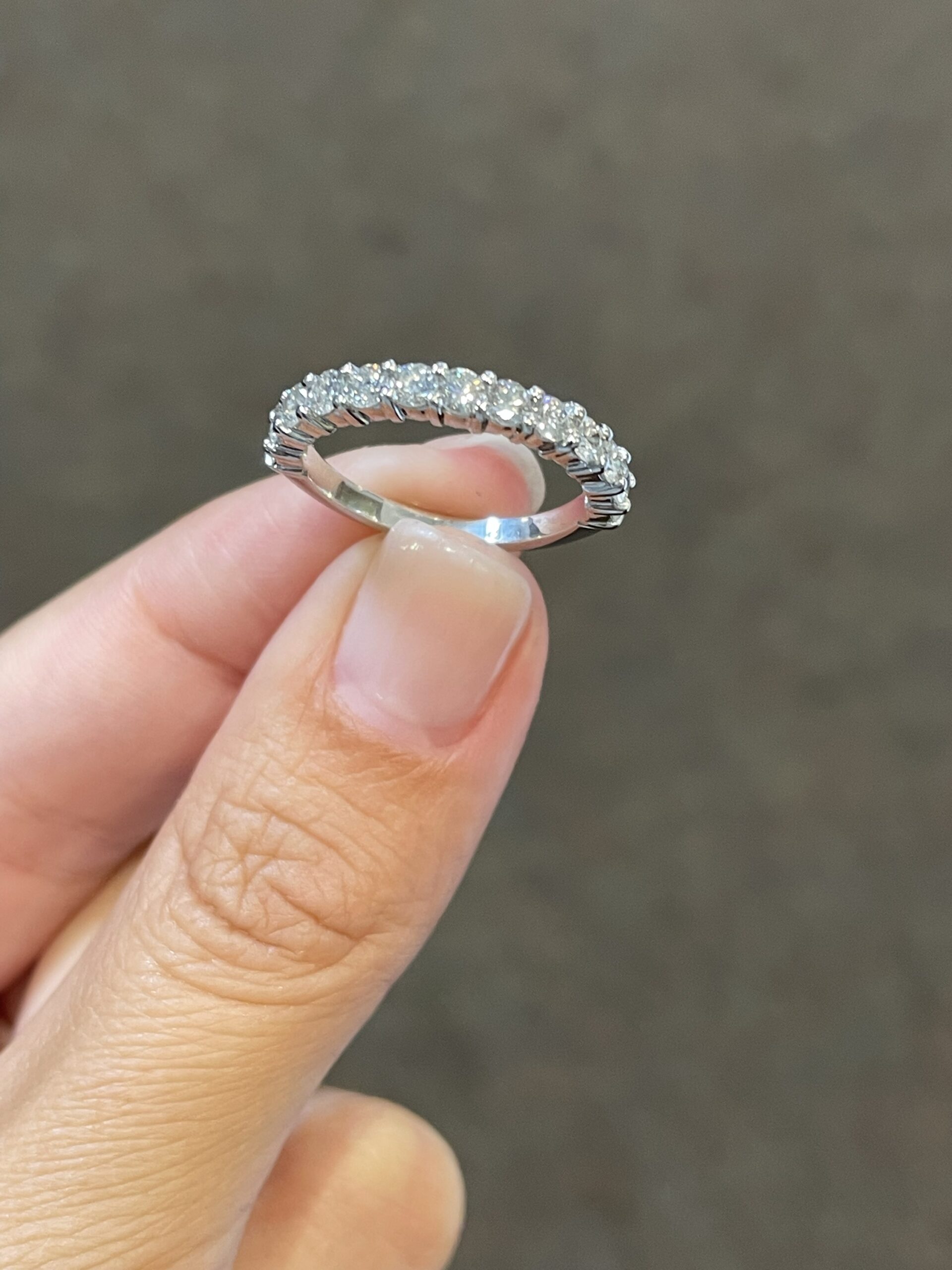 Platinum 13 Stone Genuine .85 Cttw Round Brilliant Cut Diamond Band - Image 4