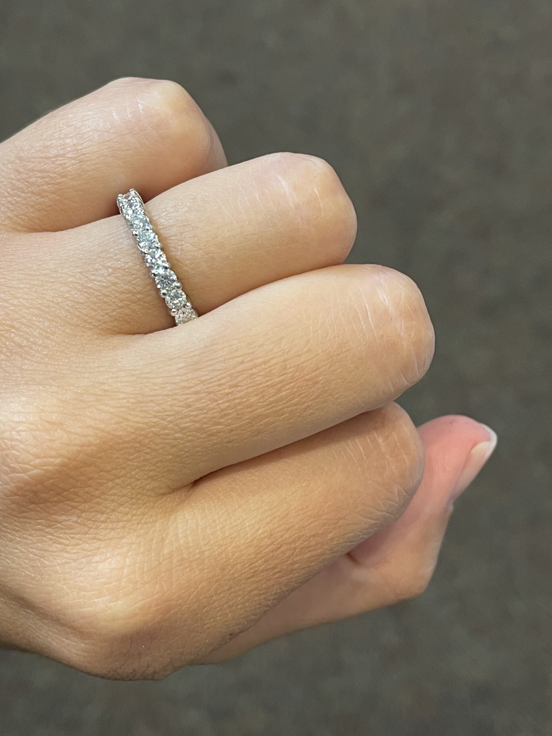 Platinum 13 Stone Genuine .85 Cttw Round Brilliant Cut Diamond Band - Image 7