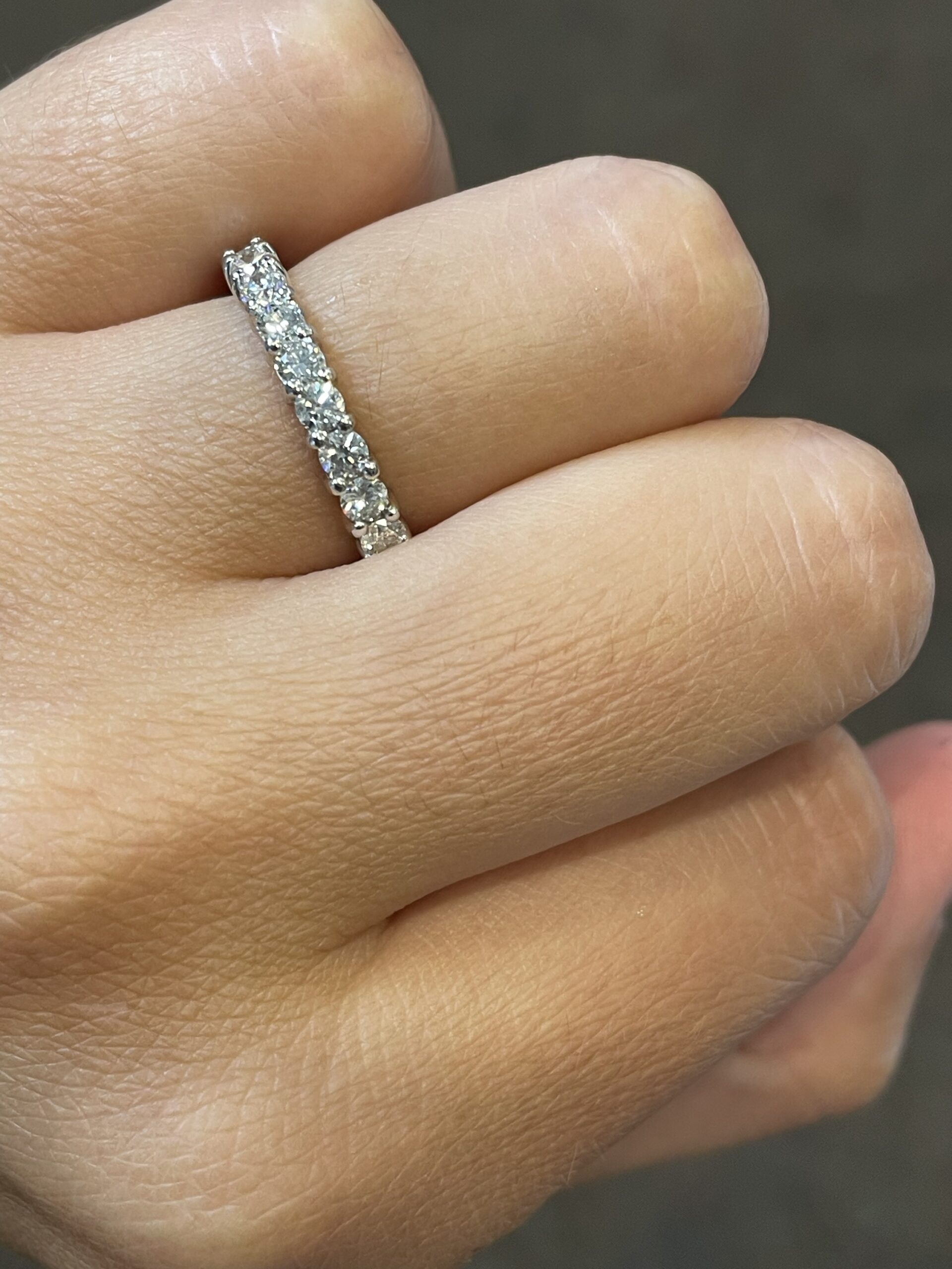 Platinum 13 Stone Genuine .85 Cttw Round Brilliant Cut Diamond Band - Image 8