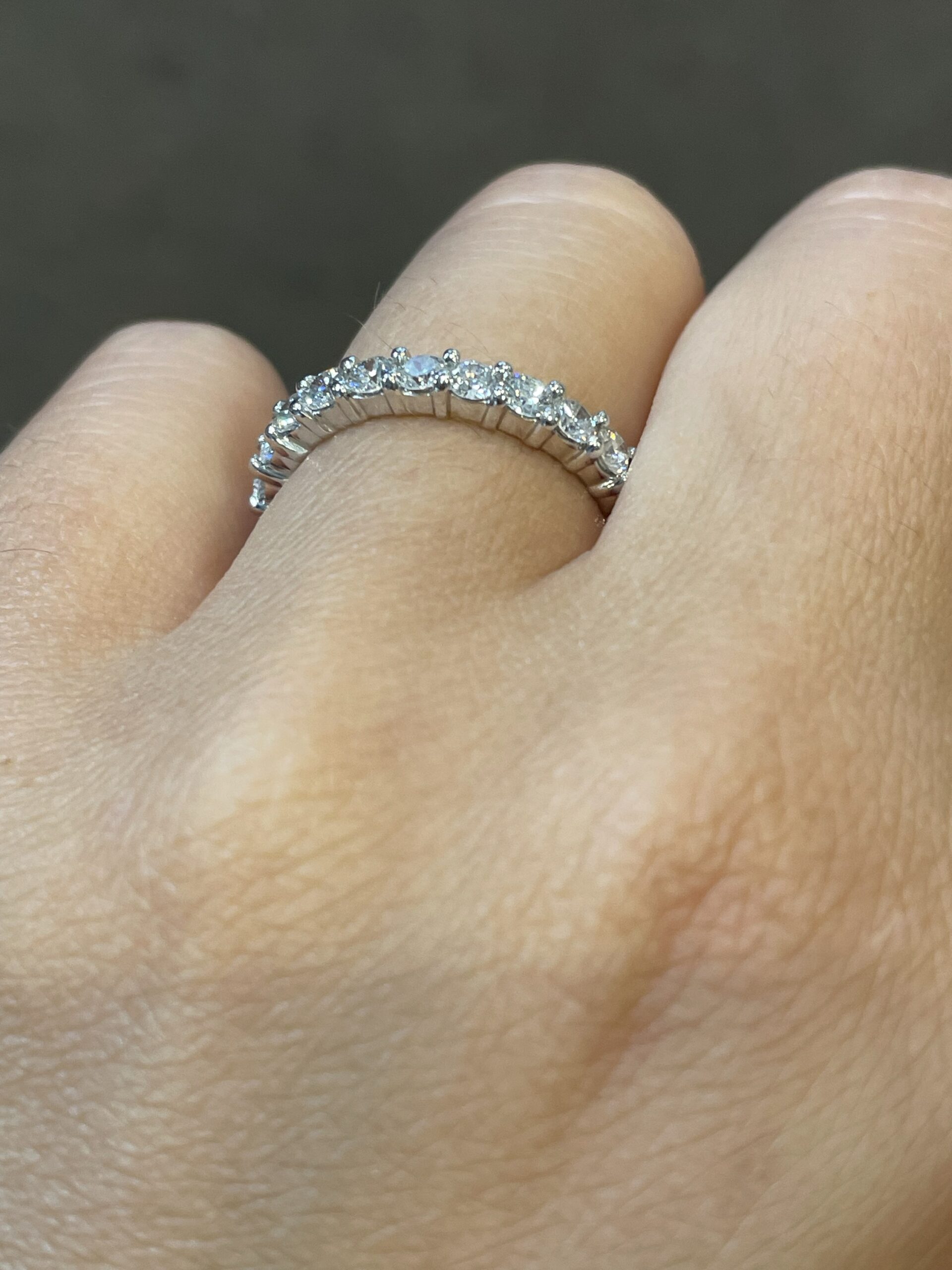 Platinum 13 Stone Genuine .85 Cttw Round Brilliant Cut Diamond Band - Image 9