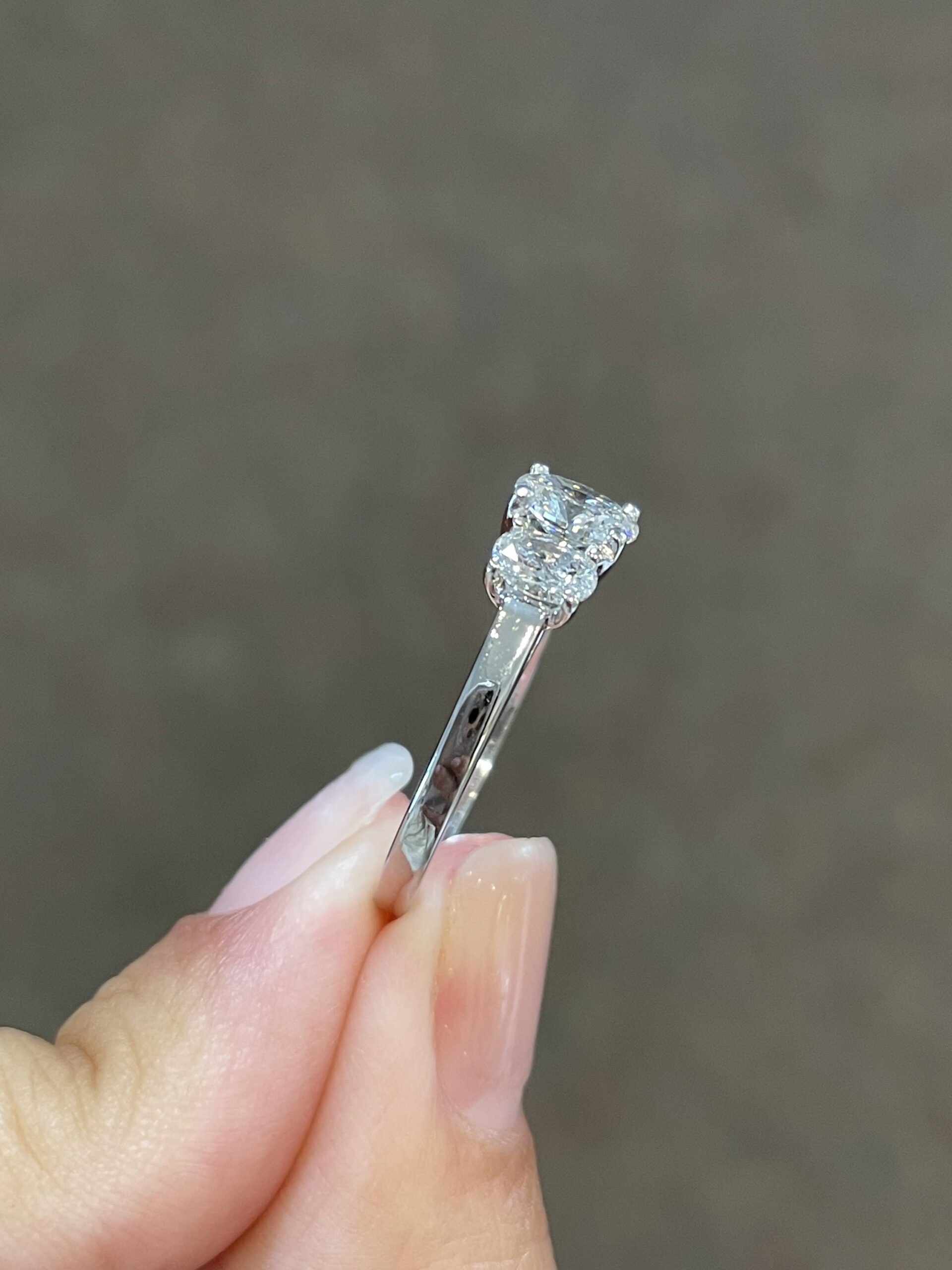 18k White Gold Genuine 1.05 Cttw Oval Brilliant Cut Diamond 3 Stone Engagement Ring - Image 20