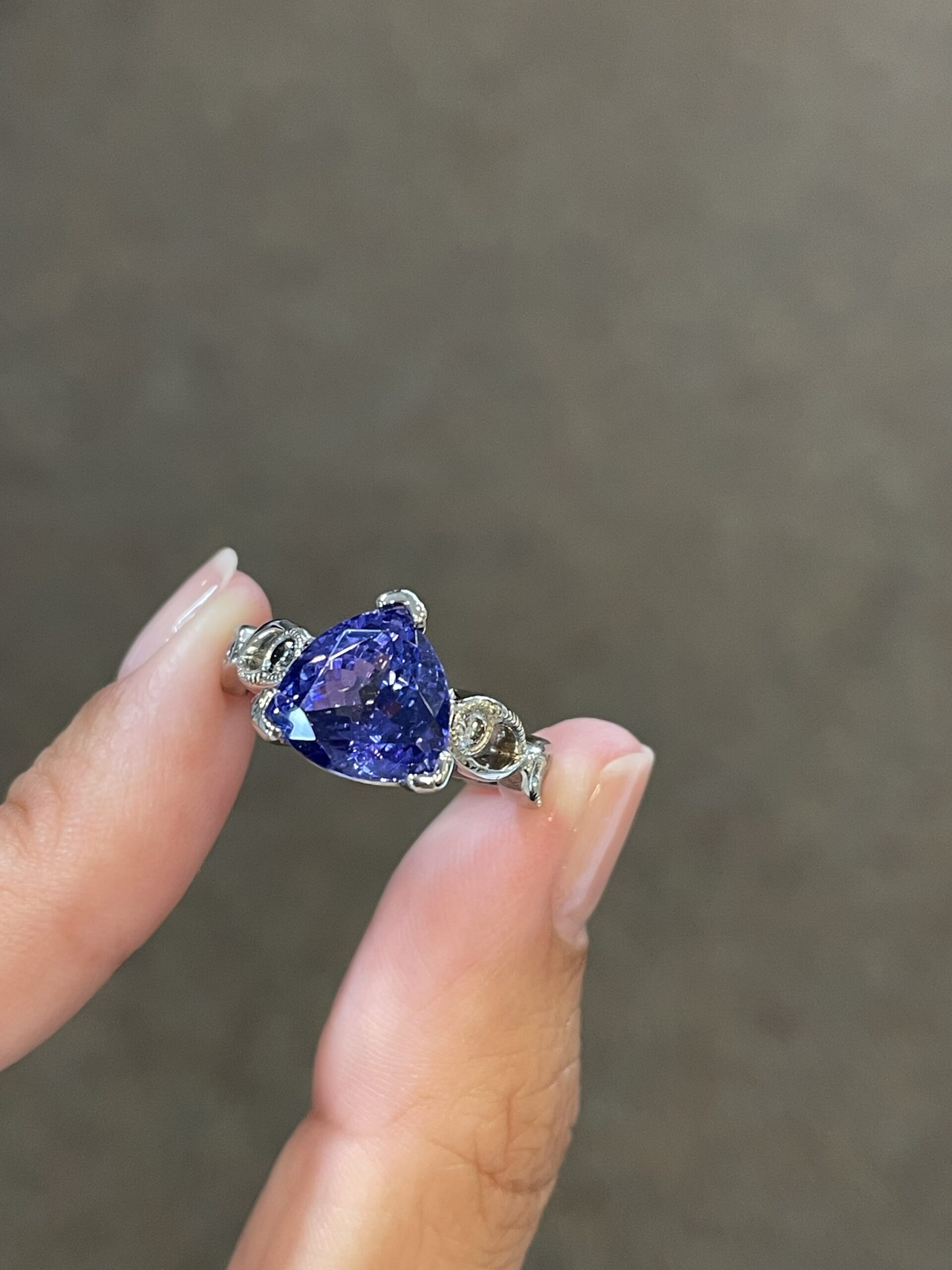 14k White Gold Genuine 4.55 Cttw Tanzanite & Diamond Ring