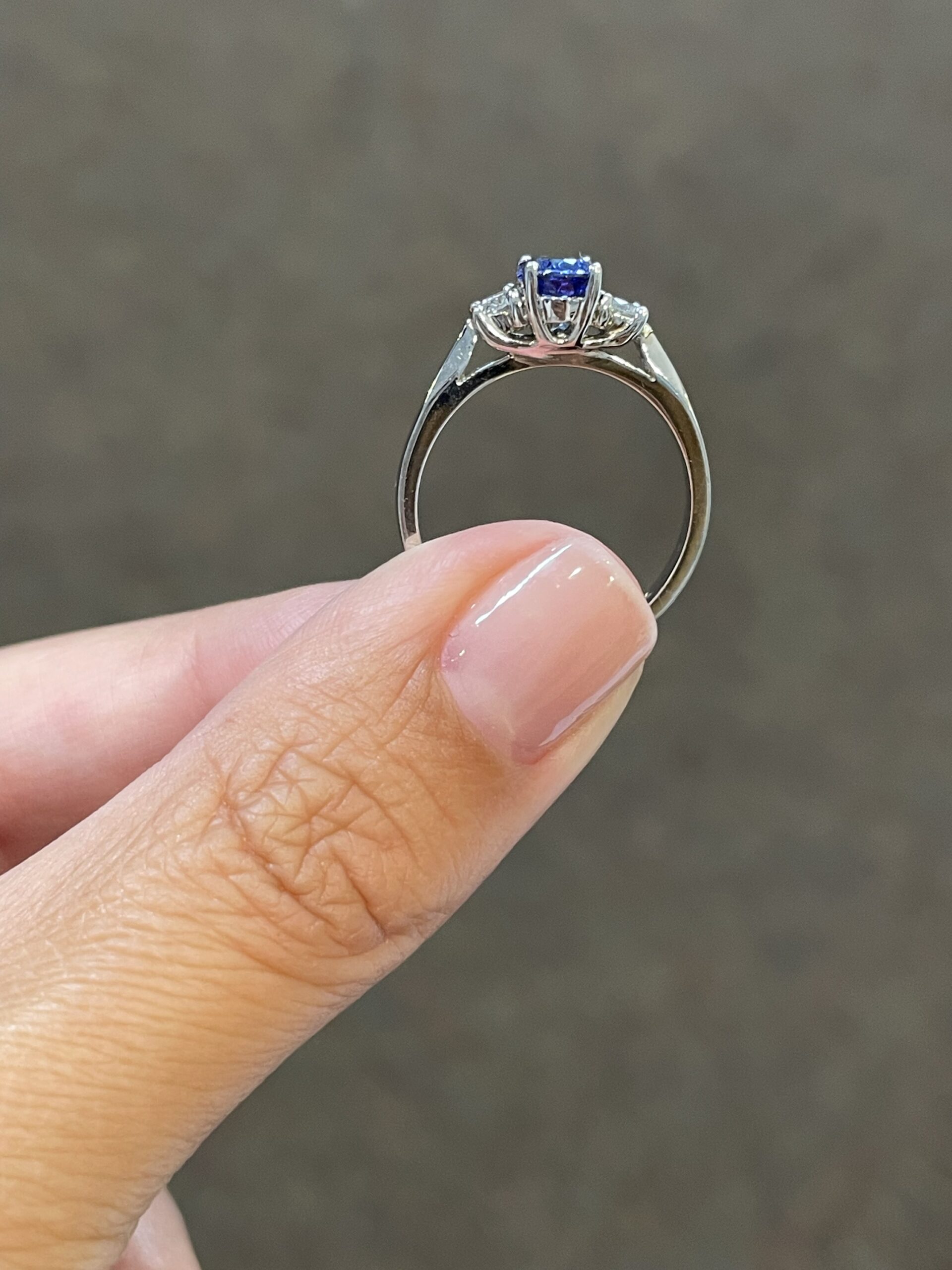 14k White Gold Genuine .95 Cttw Tanzanite & Diamond 3 Stone Ring - Image 5