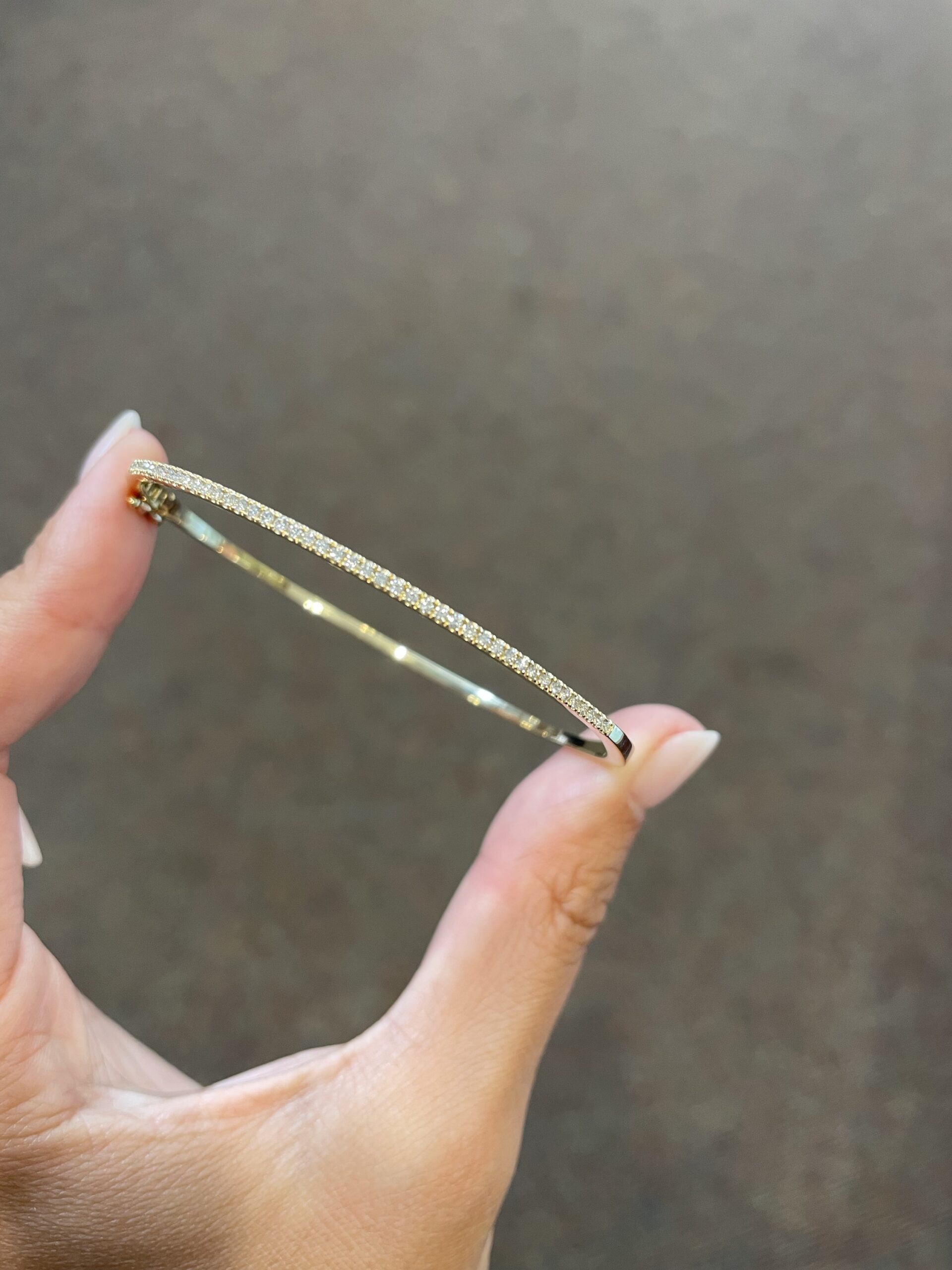 14k Yellow Gold .42 Cttw Genuine Round Brilliant Cut Diamond Bangle Bracelet - Image 3