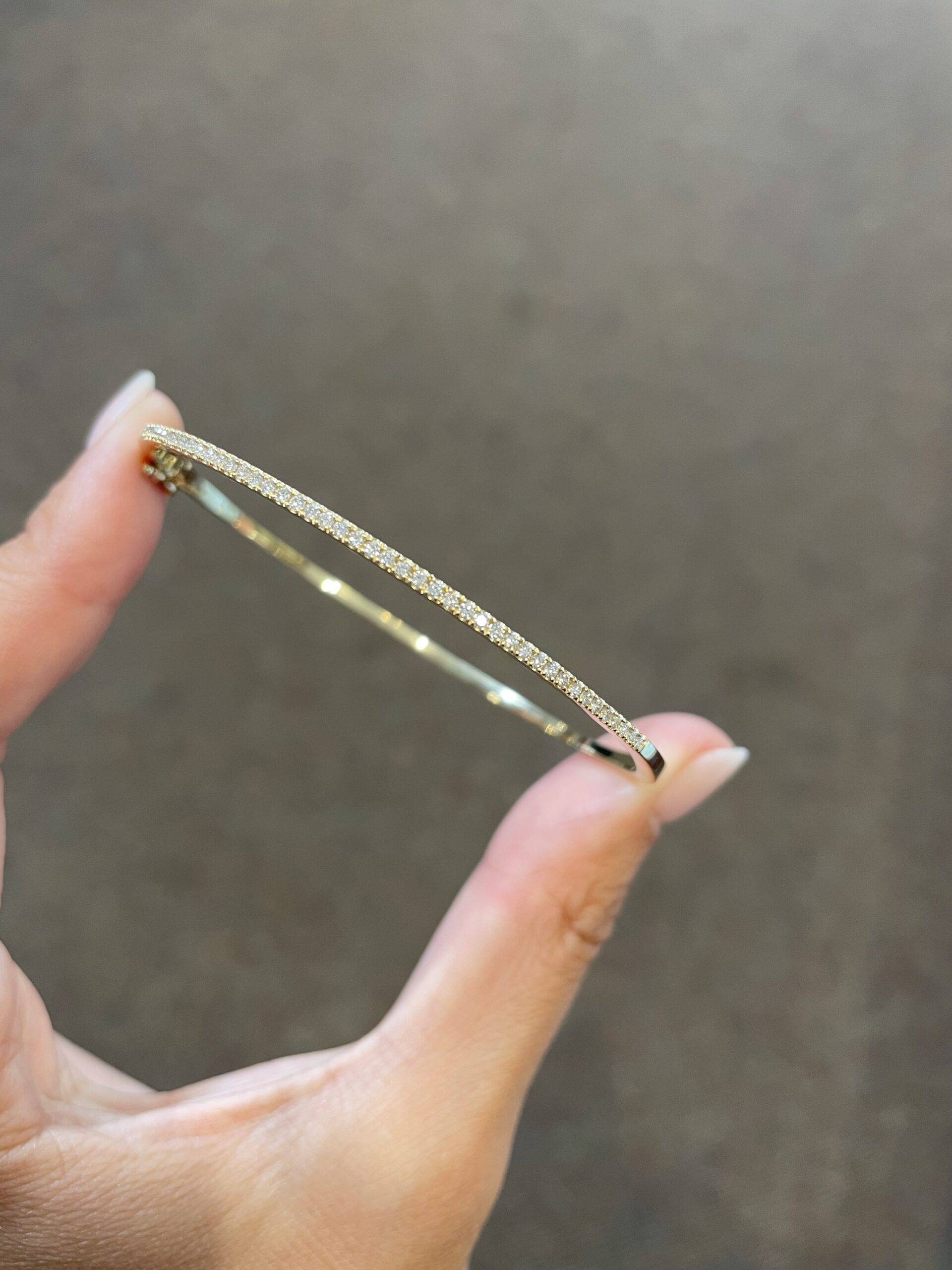 14k Yellow Gold .42 Cttw Genuine Round Brilliant Cut Diamond Bangle Bracelet - Image 2