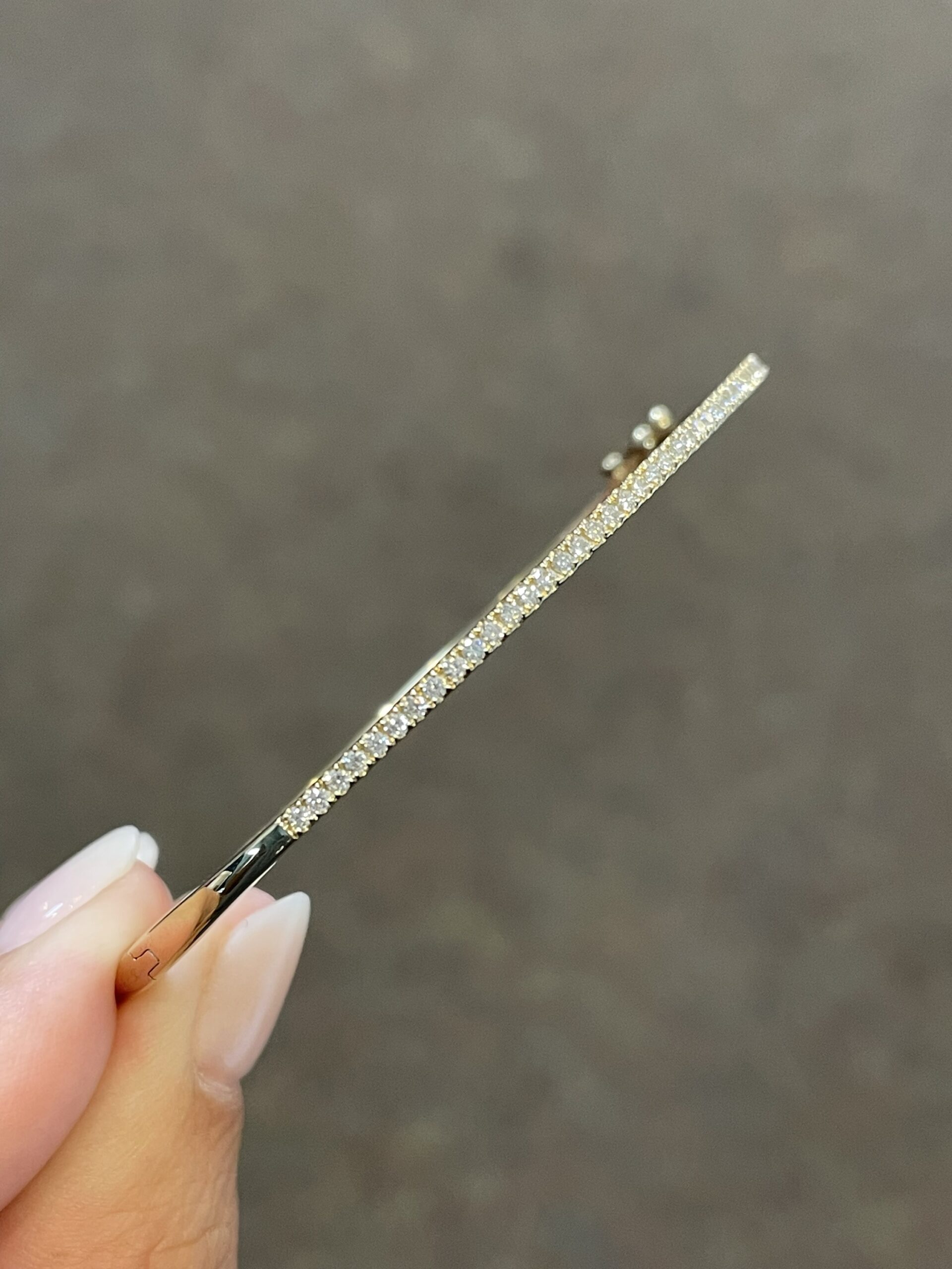 14k Yellow Gold .42 Cttw Genuine Round Brilliant Cut Diamond Bangle Bracelet - Image 4