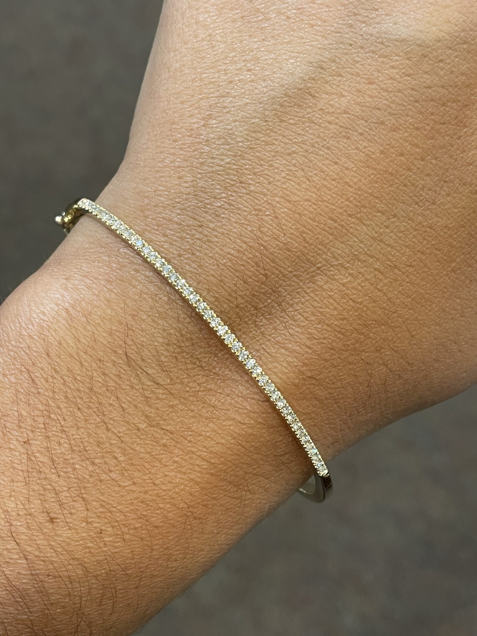 14k Yellow Gold .42 Cttw Genuine Round Brilliant Cut Diamond Bangle Bracelet - Image 8