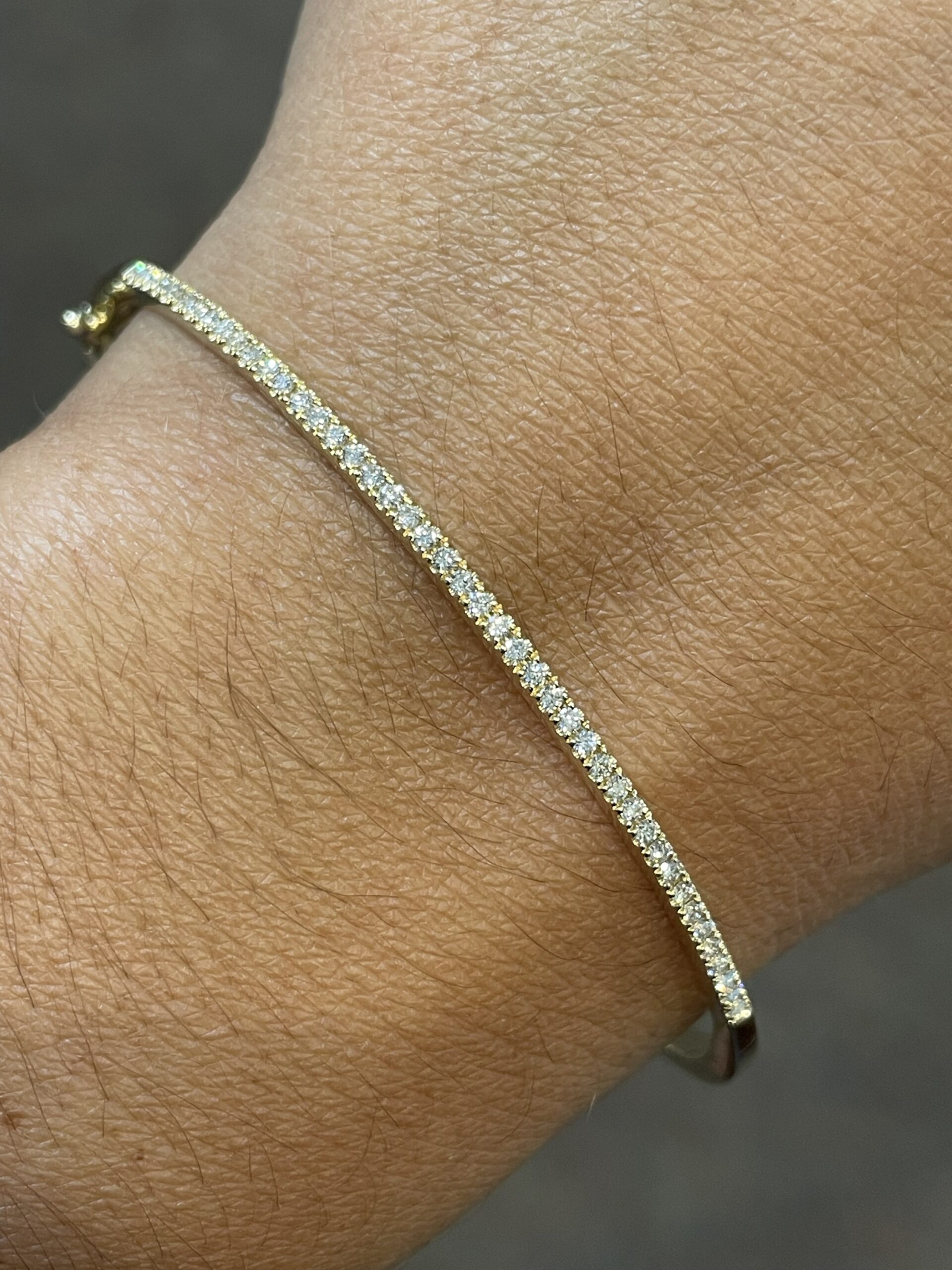 14k Yellow Gold .42 Cttw Genuine Round Brilliant Cut Diamond Bangle Bracelet - Image 9