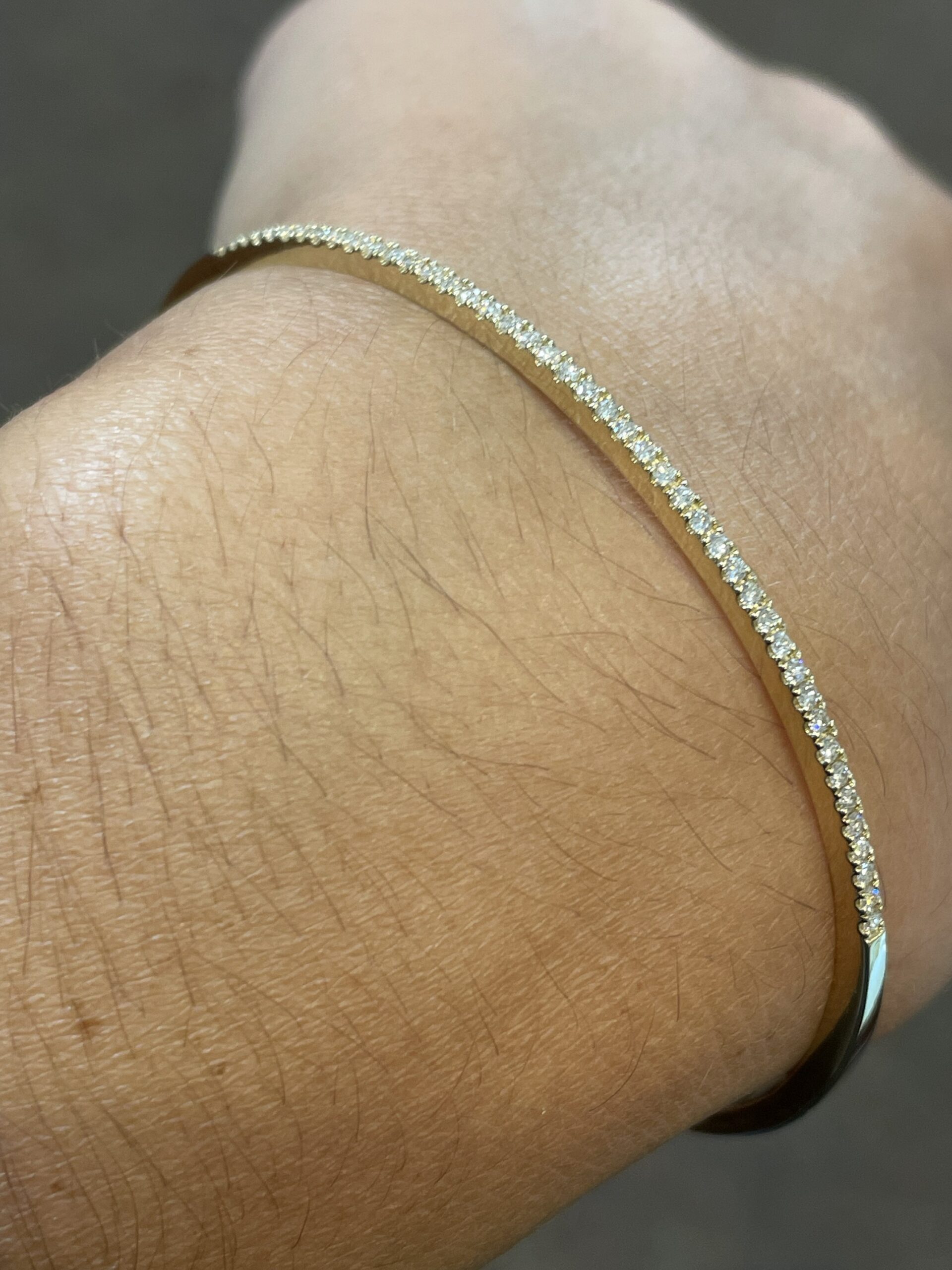 14k Yellow Gold .42 Cttw Genuine Round Brilliant Cut Diamond Bangle Bracelet - Image 10