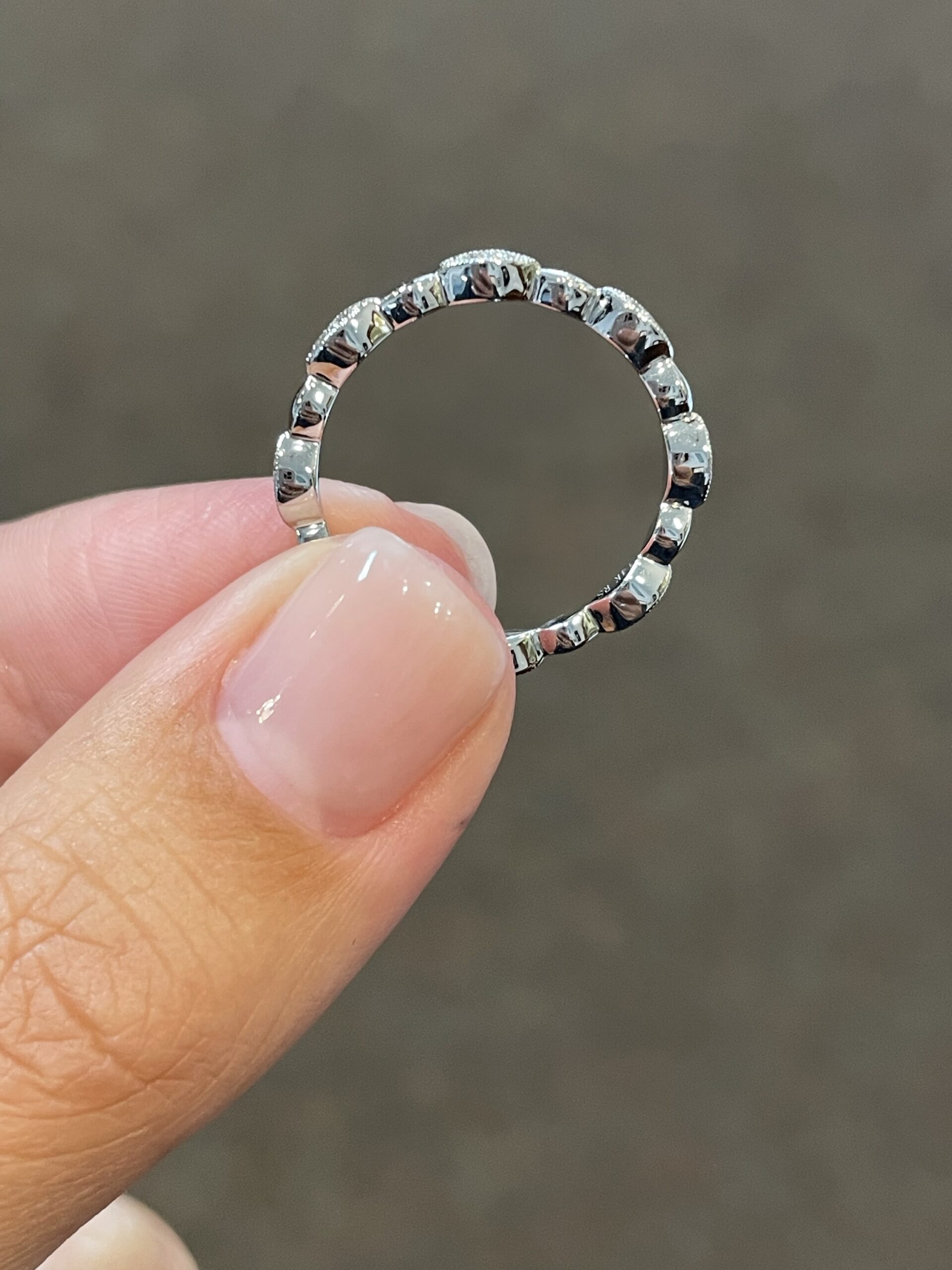 14k White Gold .14 Cttw Genuine Round Brilliant Cut Diamond Marquise Motif Band - Image 11