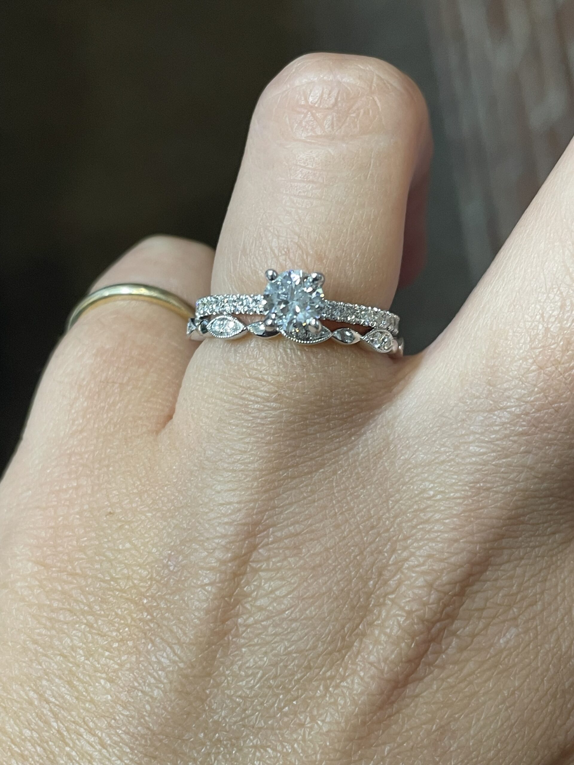 14k White Gold .14 Cttw Genuine Round Brilliant Cut Diamond Marquise Motif Band - Image 7