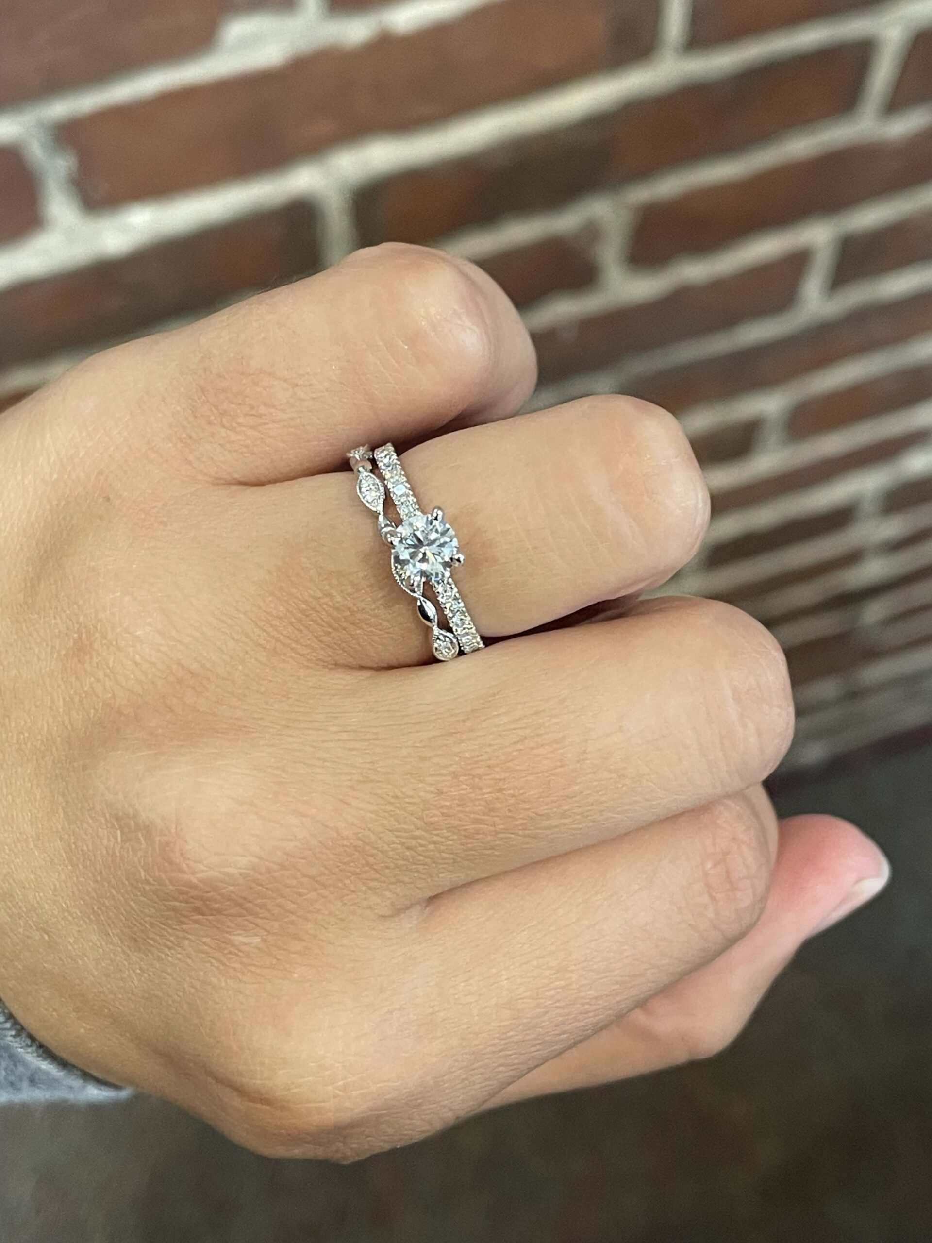 14k White Gold .14 Cttw Genuine Round Brilliant Cut Diamond Marquise Motif Band - Image 8