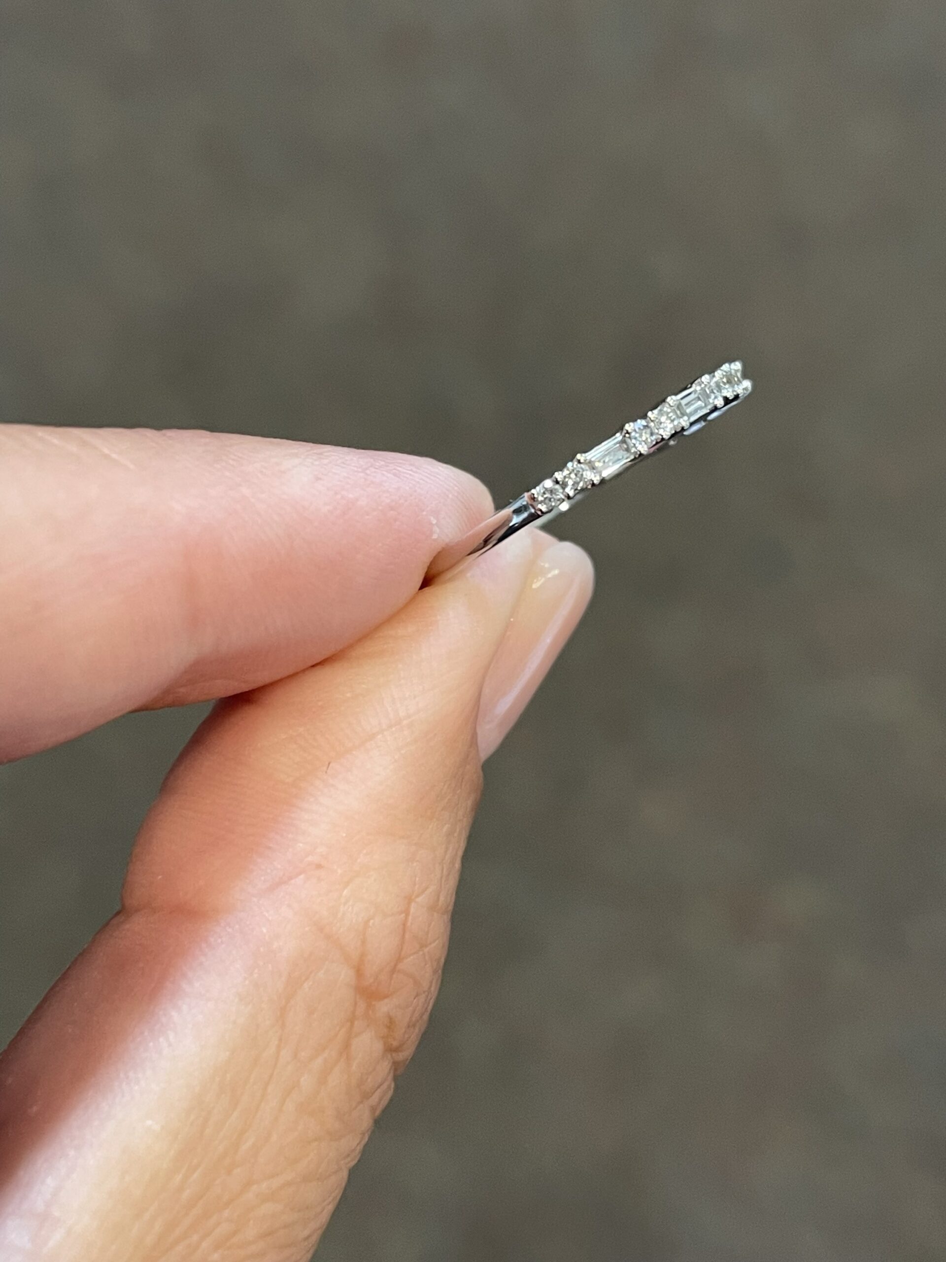 14k White Gold Delicate .24 Cttw Genuine Diamond Baguette & Round Brilliant Cut Diamond Baguette Band - Image 10