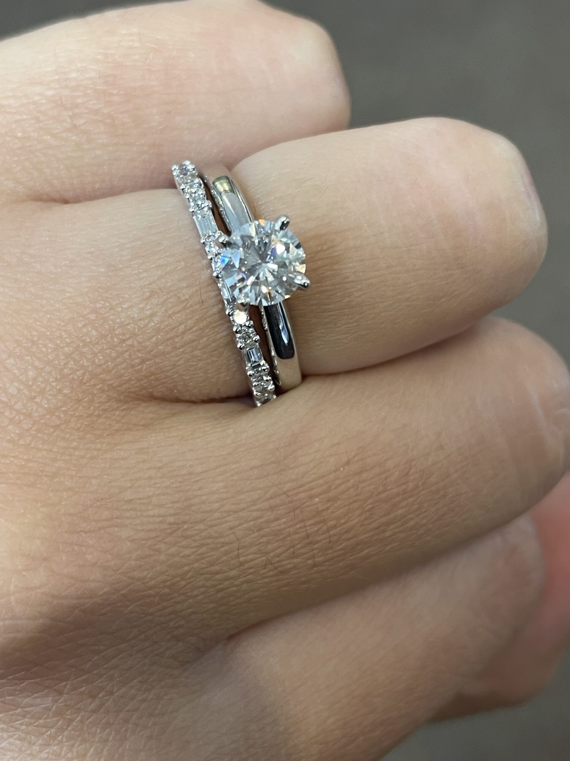 14k White Gold Delicate .24 Cttw Genuine Diamond Baguette & Round Brilliant Cut Diamond Baguette Band - Image 15