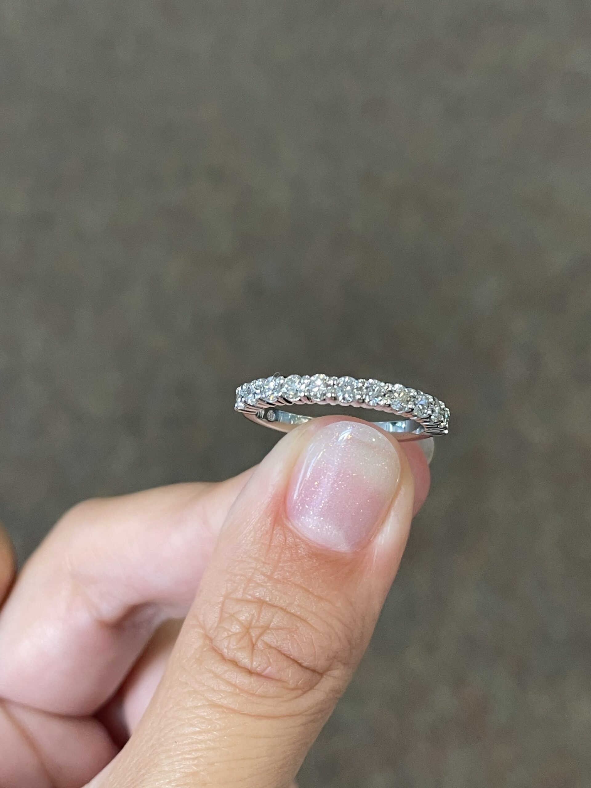 14k White Gold 13 Stone Genuine .70 Cttw Round Brilliant Cut Diamond Band