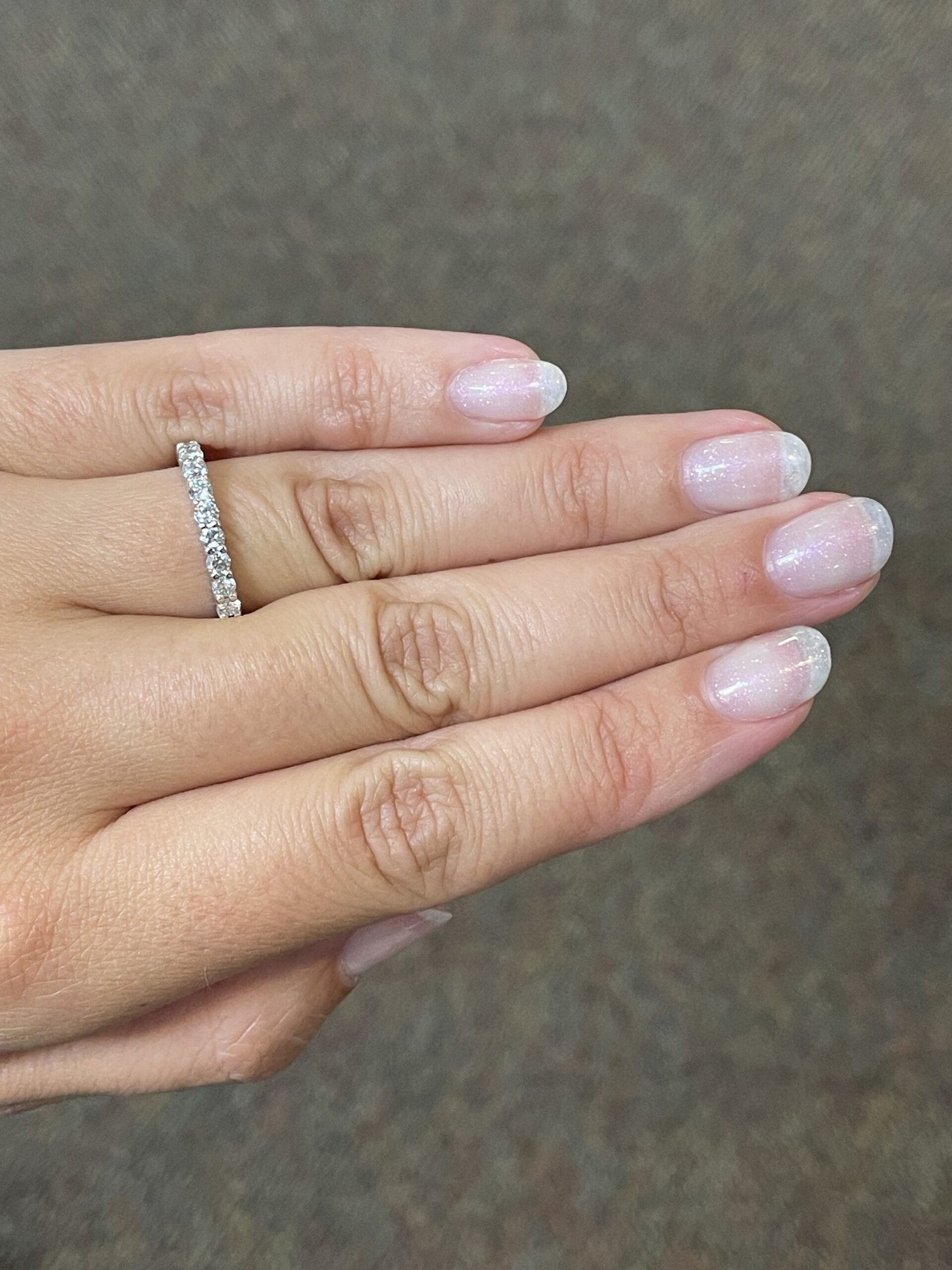 14k White Gold 13 Stone Genuine .70 Cttw Round Brilliant Cut Diamond Band - Image 5