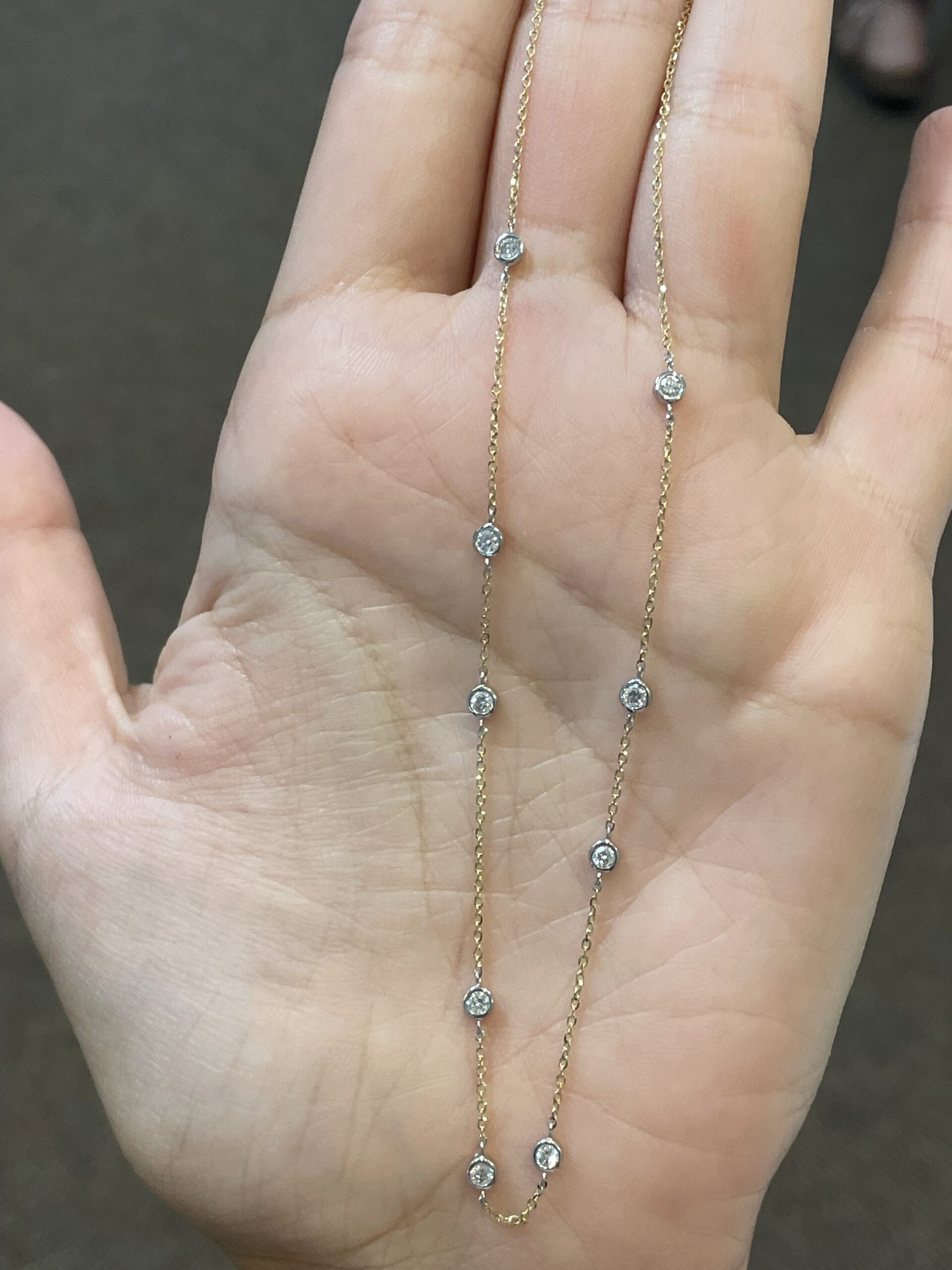 14k Yellow & White Gold .37 Cttw Diamond By The Yard Necklace