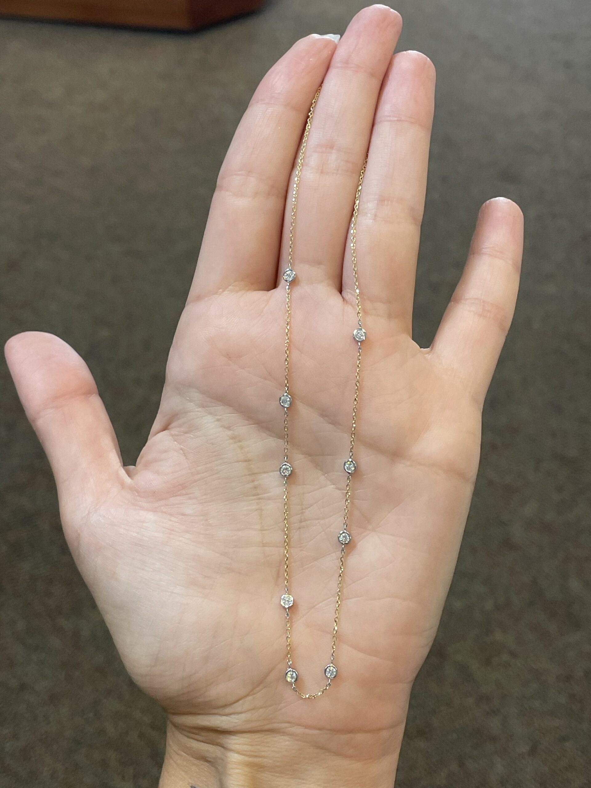 14k Yellow & White Gold .37 Cttw Diamond By The Yard Necklace - Image 2