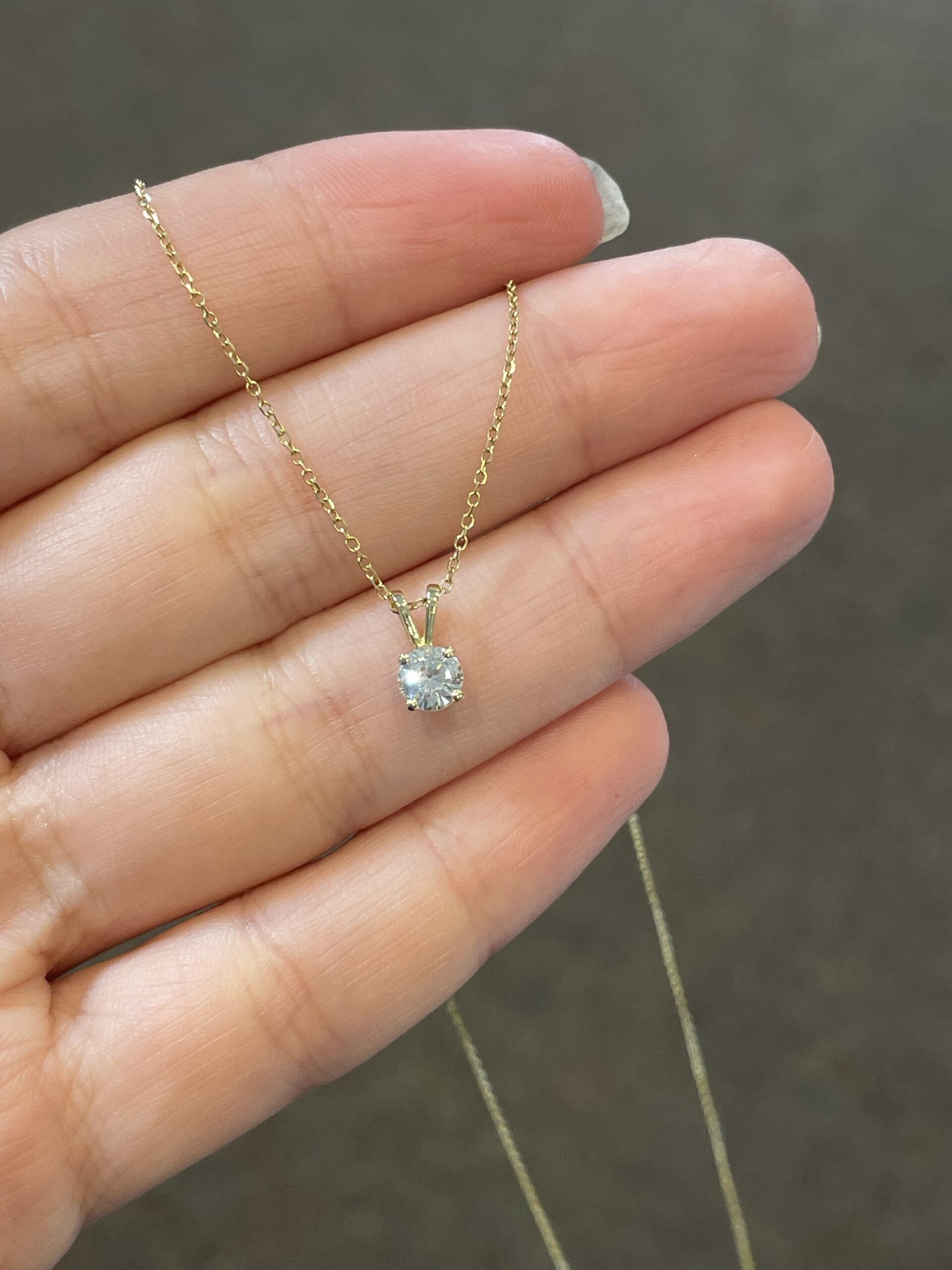 14k Yellow Gold .33 Cttw Genuine Round Brilliant Cut Diamond Solitaire Pendant