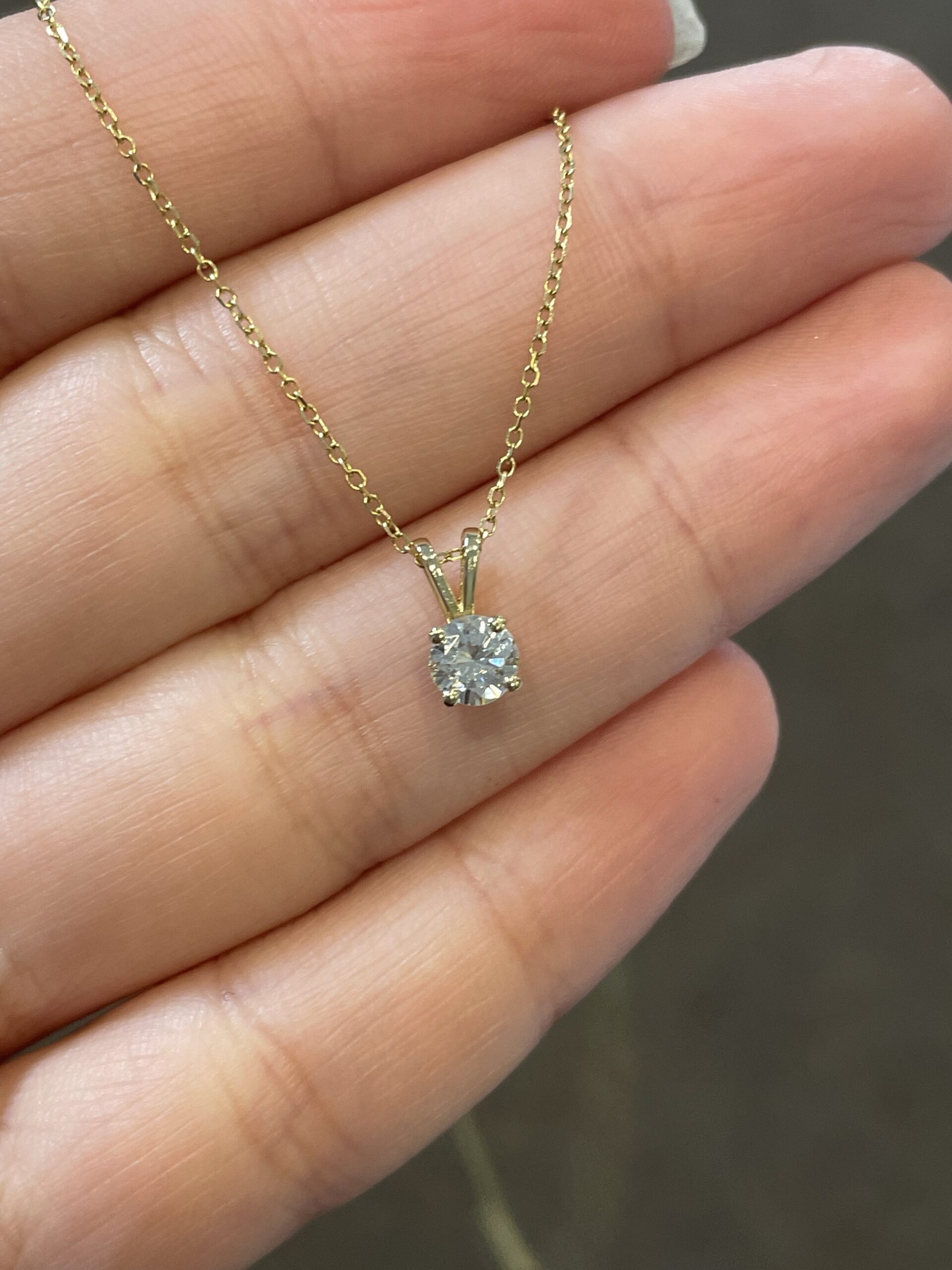 14k Yellow Gold .33 Cttw Genuine Round Brilliant Cut Diamond Solitaire Pendant - Image 2