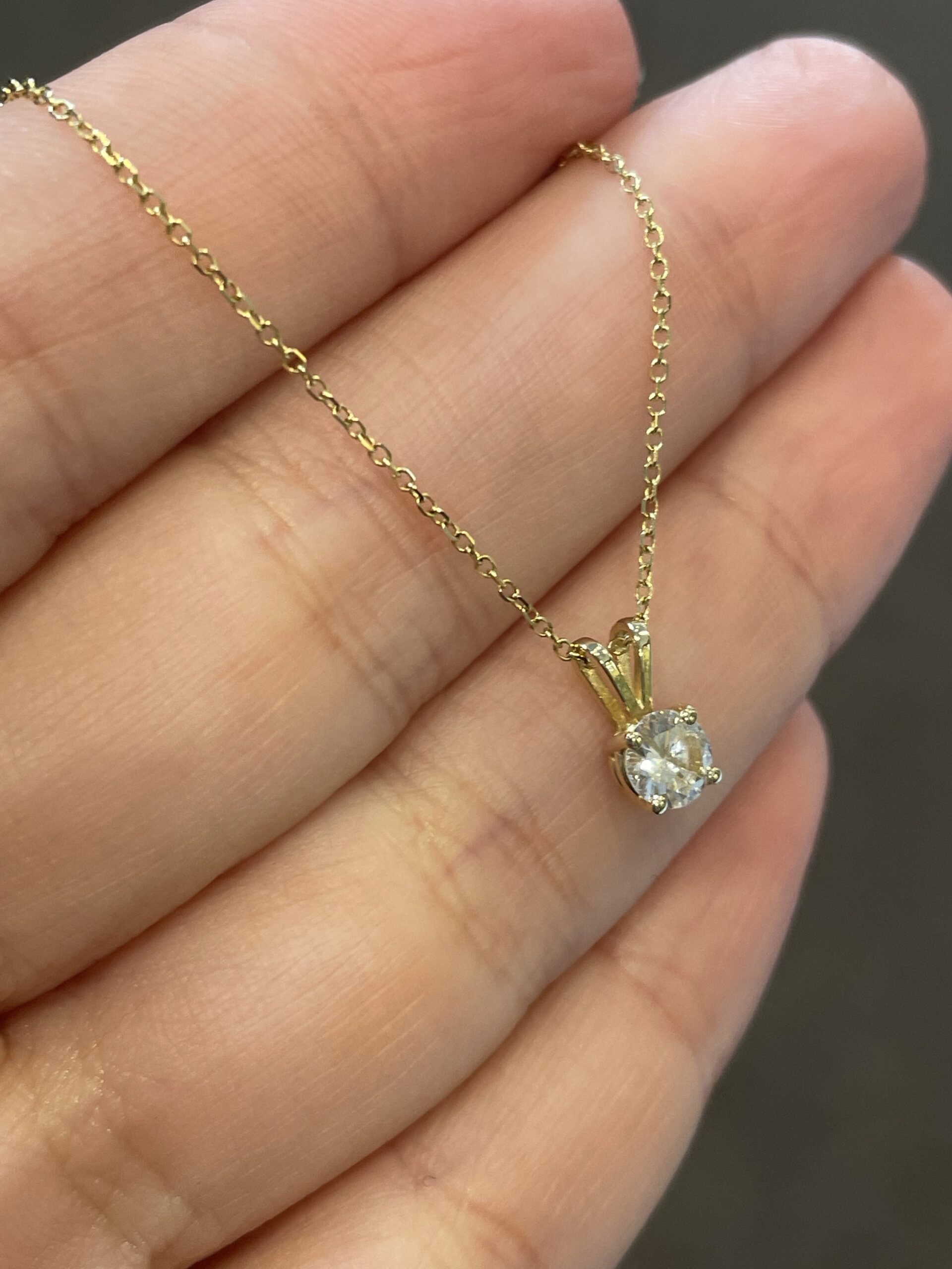 14k Yellow Gold .33 Cttw Genuine Round Brilliant Cut Diamond Solitaire Pendant - Image 4