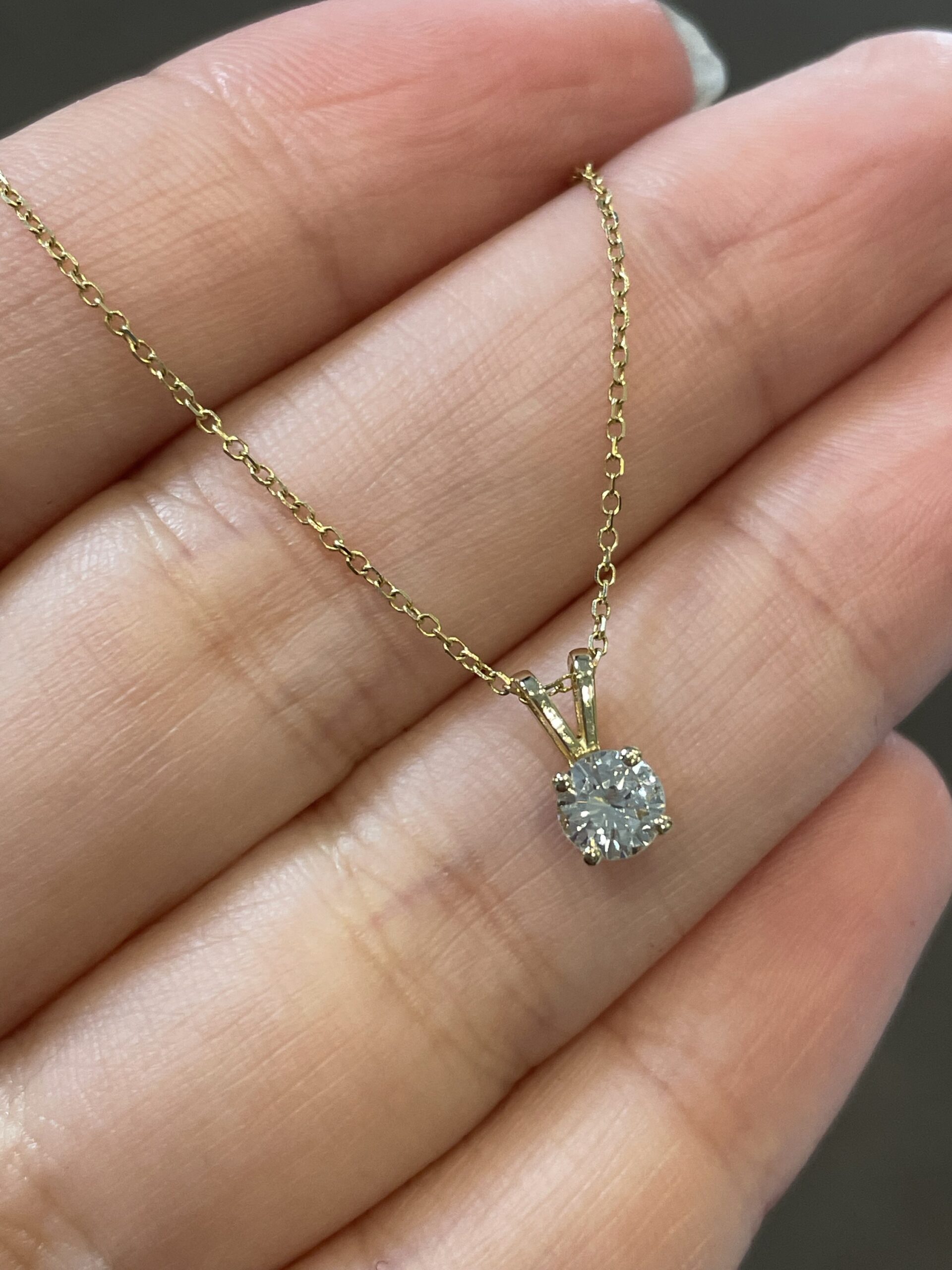 14k Yellow Gold .33 Cttw Genuine Round Brilliant Cut Diamond Solitaire Pendant - Image 3