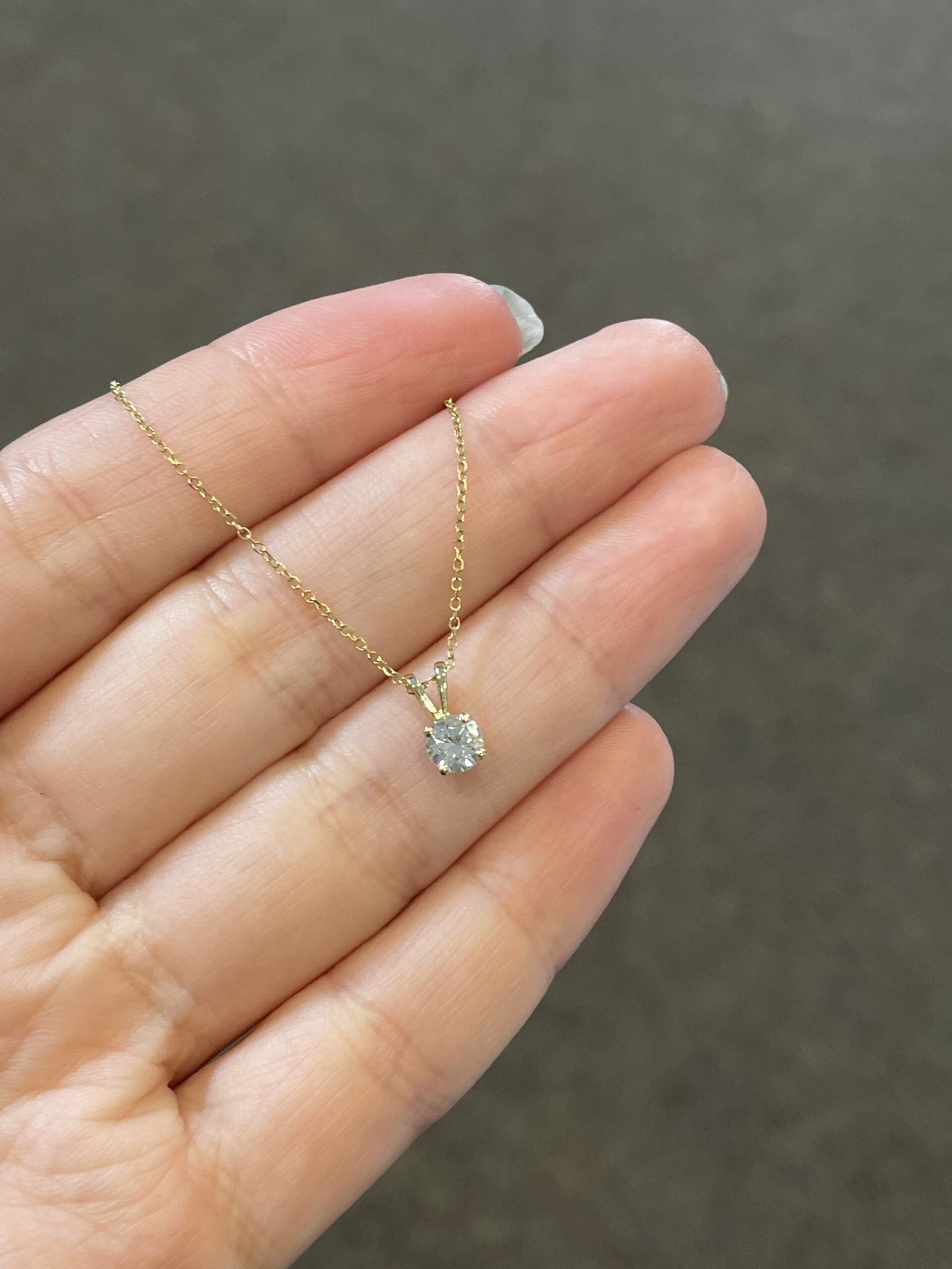 14k Yellow Gold .33 Cttw Genuine Round Brilliant Cut Diamond Solitaire Pendant - Image 5