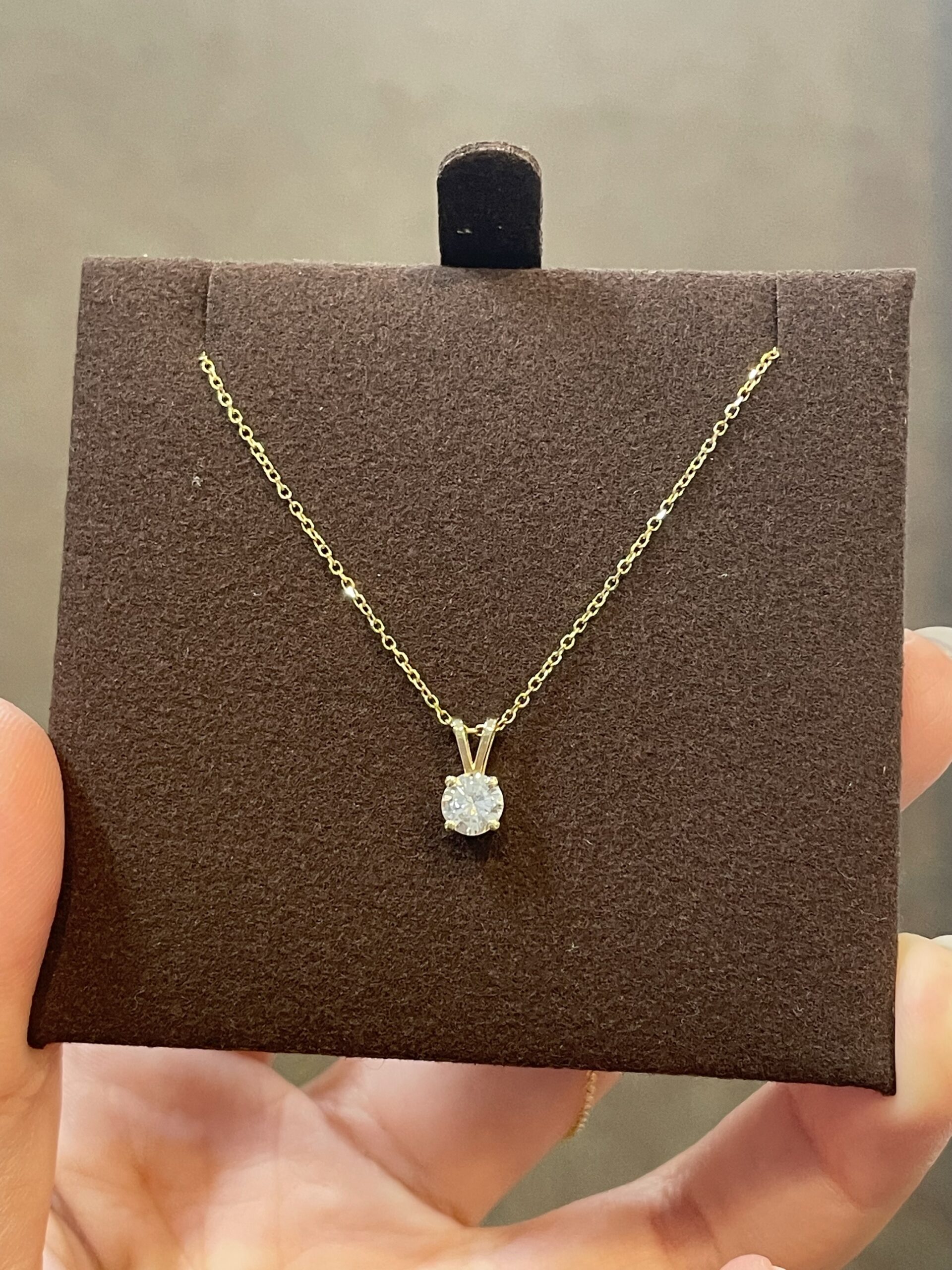 14k Yellow Gold .33 Cttw Genuine Round Brilliant Cut Diamond Solitaire Pendant - Image 10