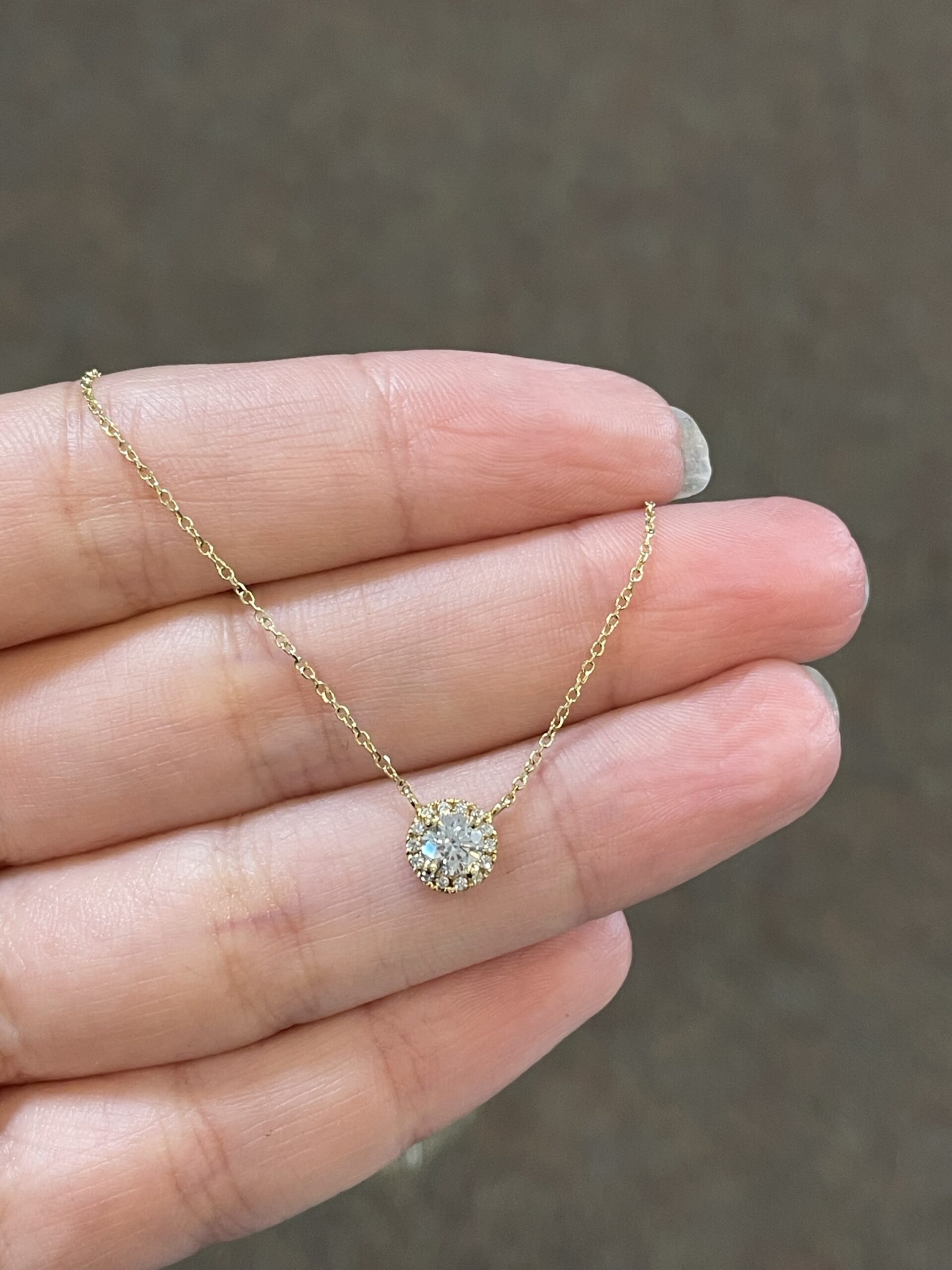 14k Yellow Gold Genuine .35 Cttw Round Brilliant Cut Diamond Halo Pendant - Image 6