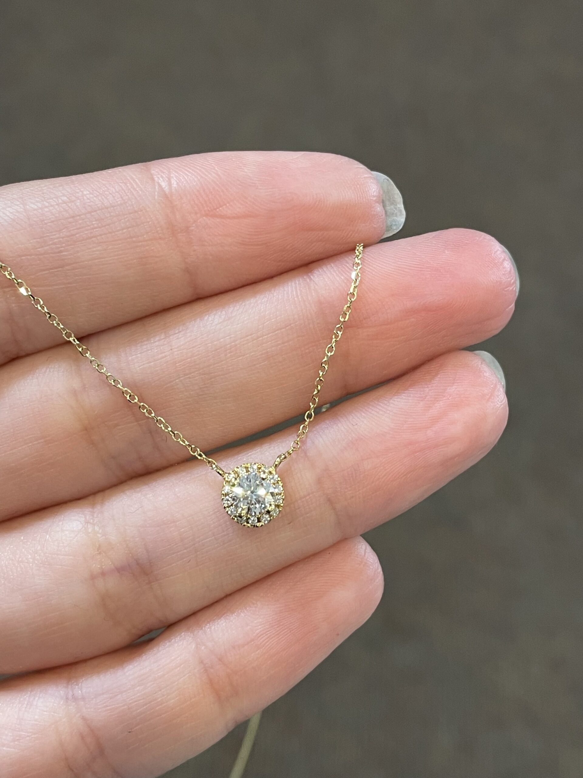 14k Yellow Gold Genuine .35 Cttw Round Brilliant Cut Diamond Halo Pendant - Image 10