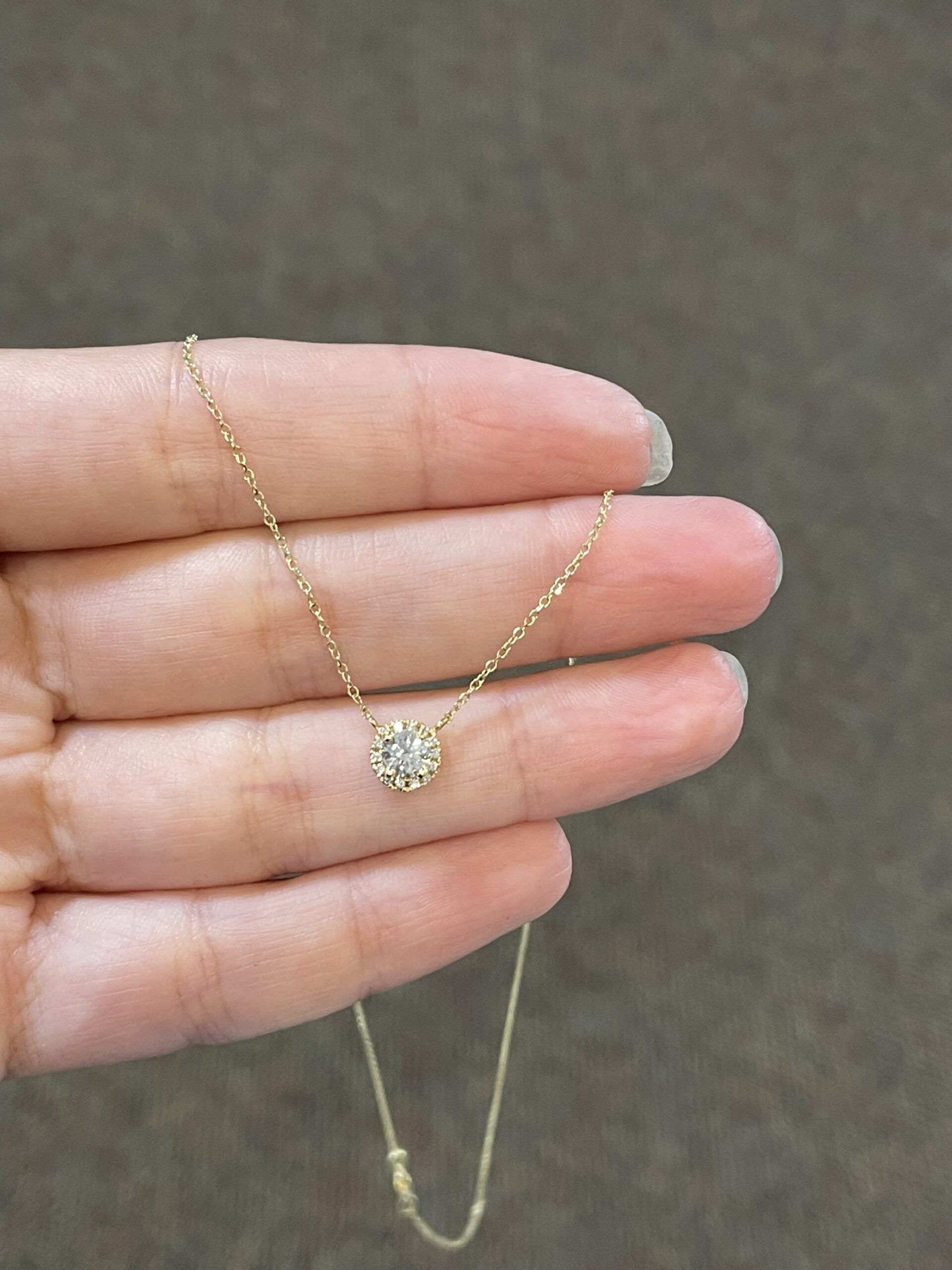 14k Yellow Gold Genuine .35 Cttw Round Brilliant Cut Diamond Halo Pendant - Image 11