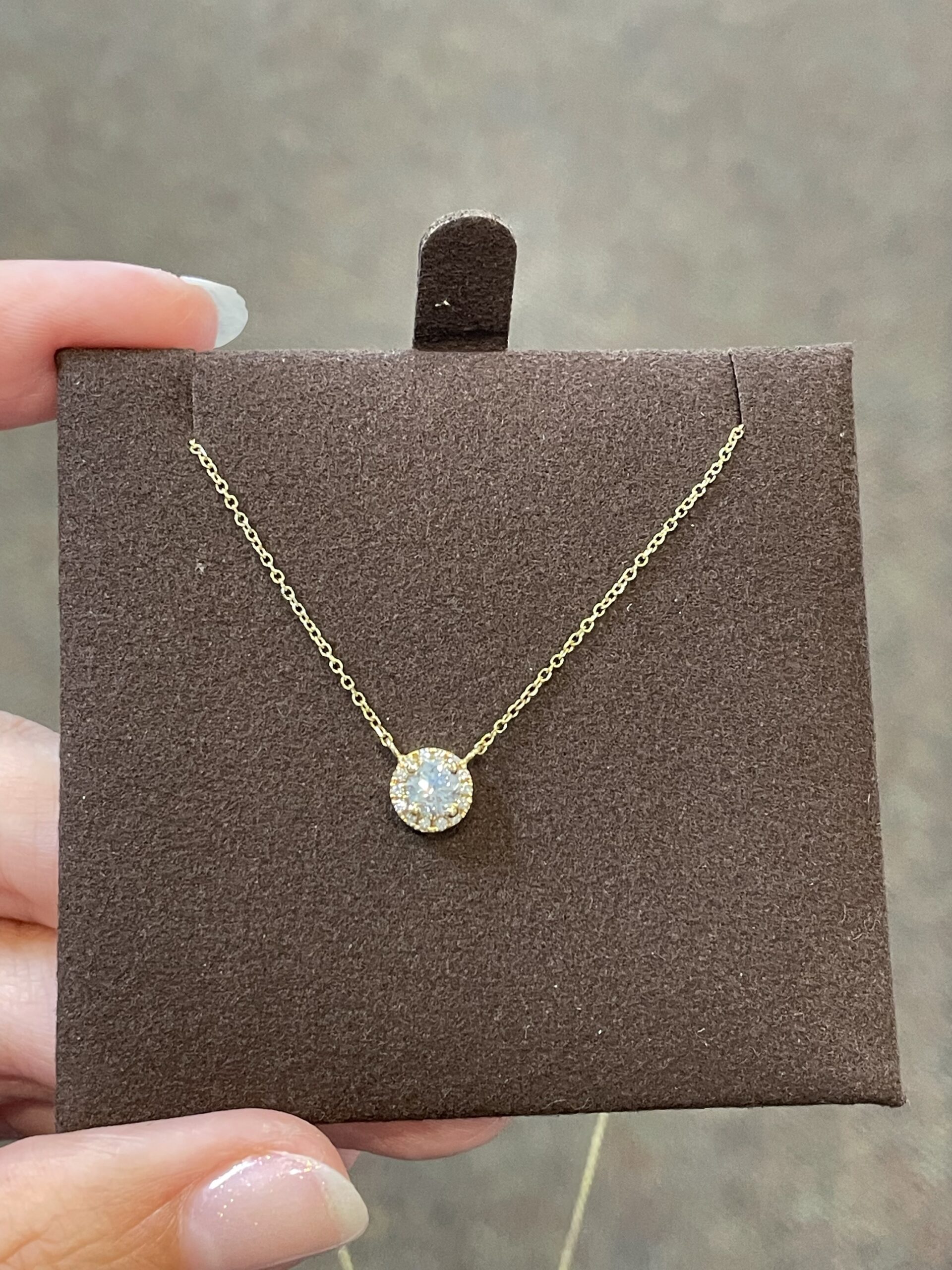 14k Yellow Gold Genuine .35 Cttw Round Brilliant Cut Diamond Halo Pendant - Image 12