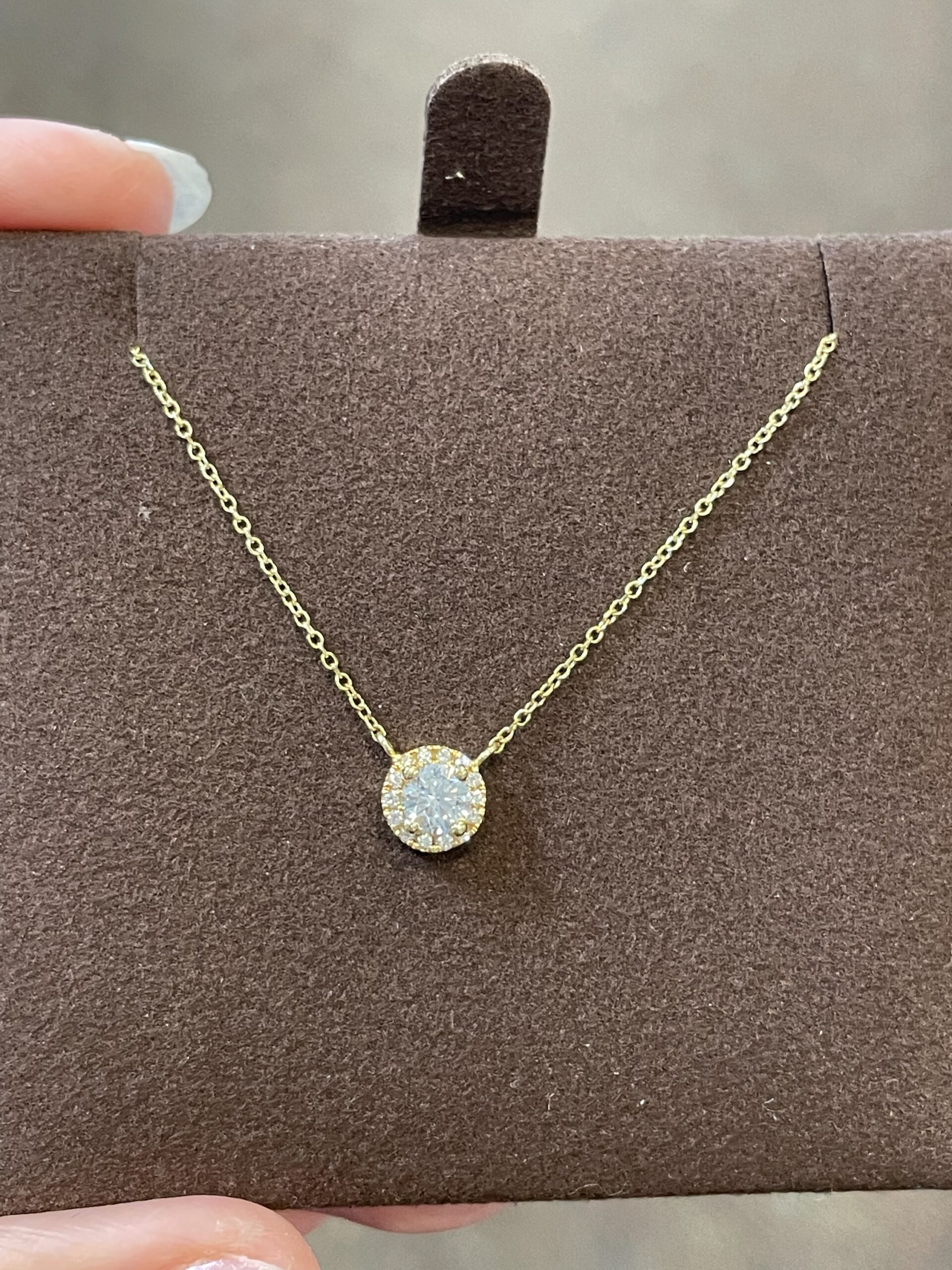 14k Yellow Gold Genuine .35 Cttw Round Brilliant Cut Diamond Halo Pendant - Image 13