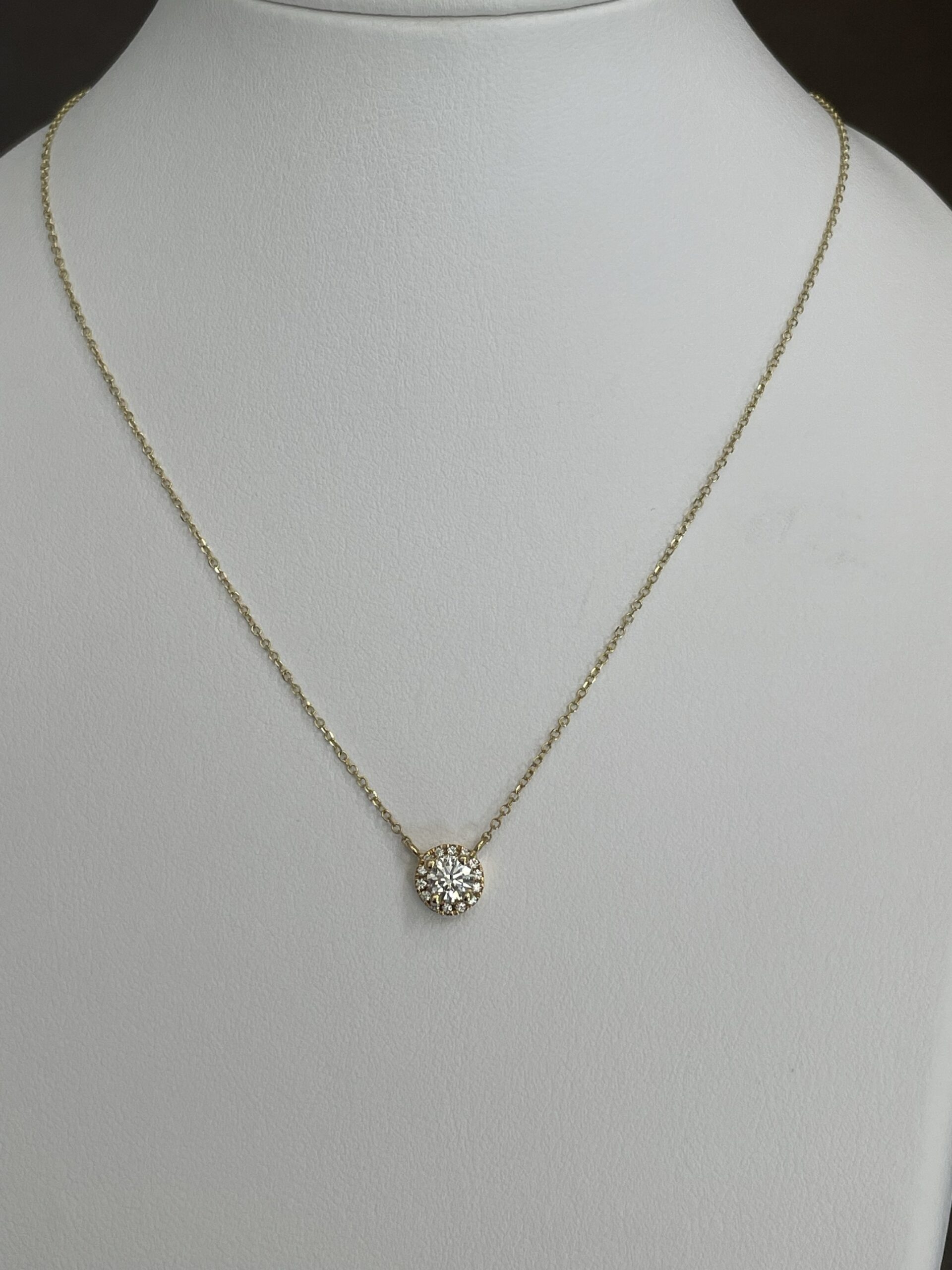 14k Yellow Gold Genuine .35 Cttw Round Brilliant Cut Diamond Halo Pendant - Image 14