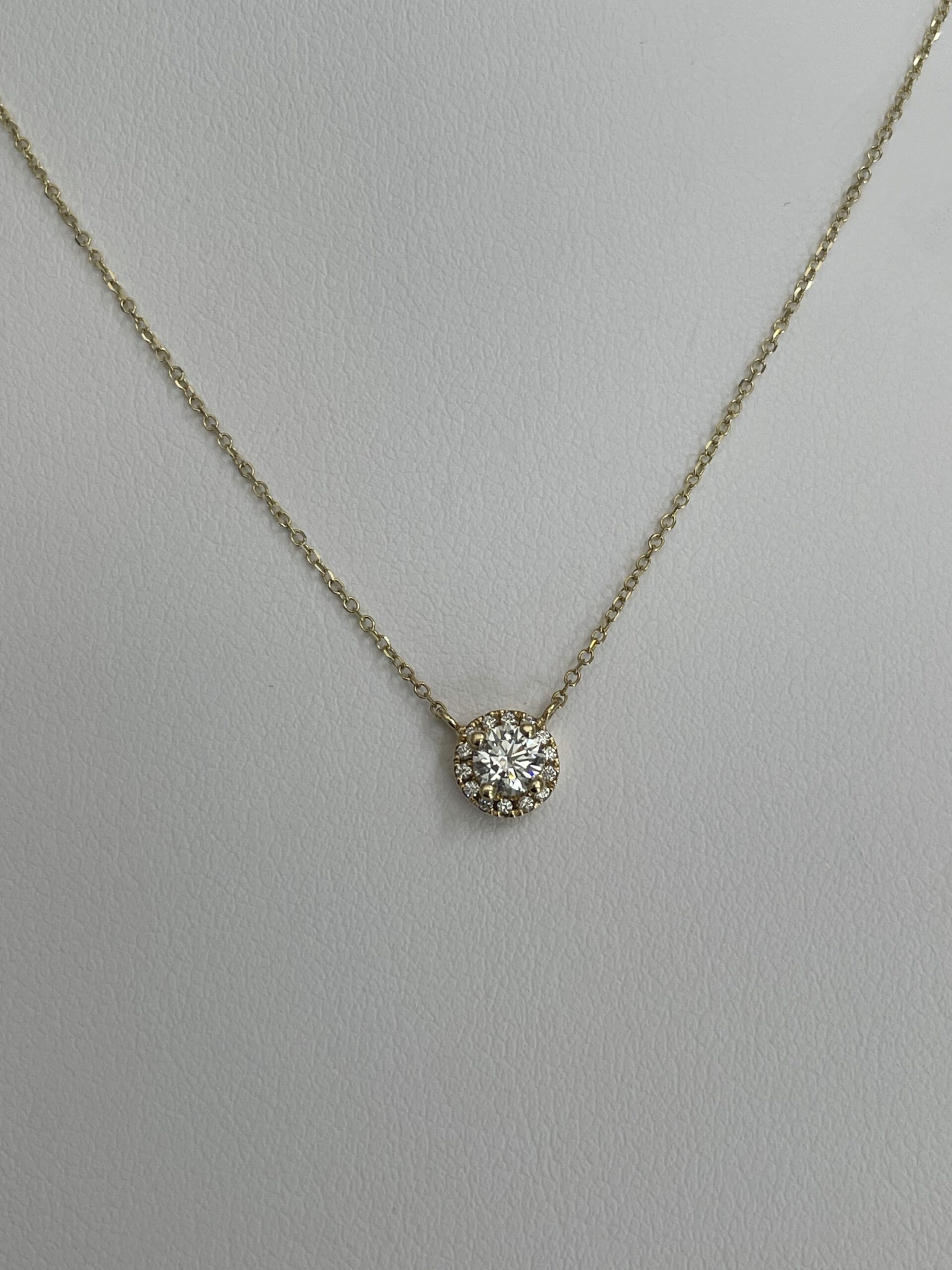 14k Yellow Gold Genuine .35 Cttw Round Brilliant Cut Diamond Halo Pendant - Image 15