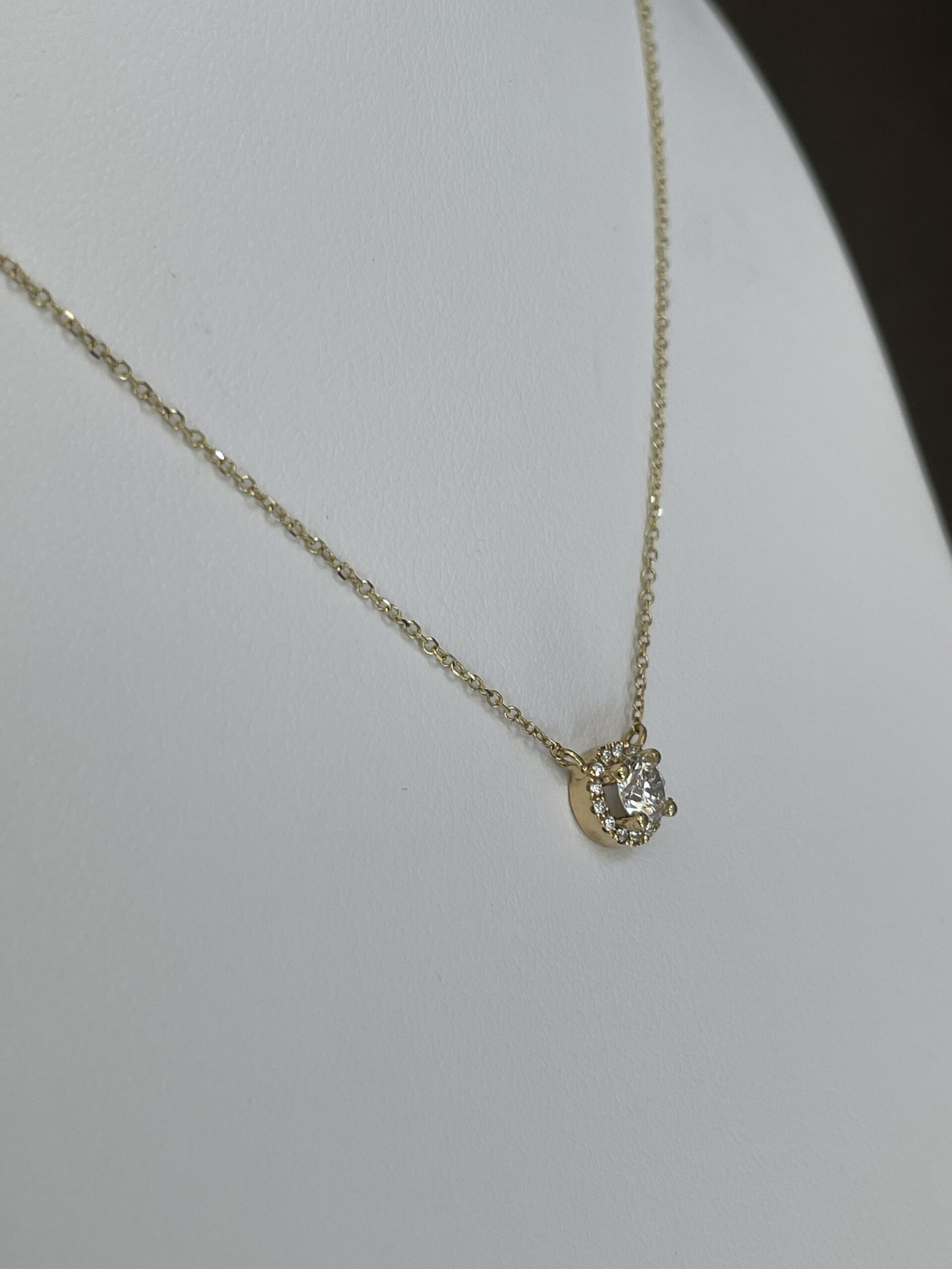 14k Yellow Gold Genuine .35 Cttw Round Brilliant Cut Diamond Halo Pendant - Image 17