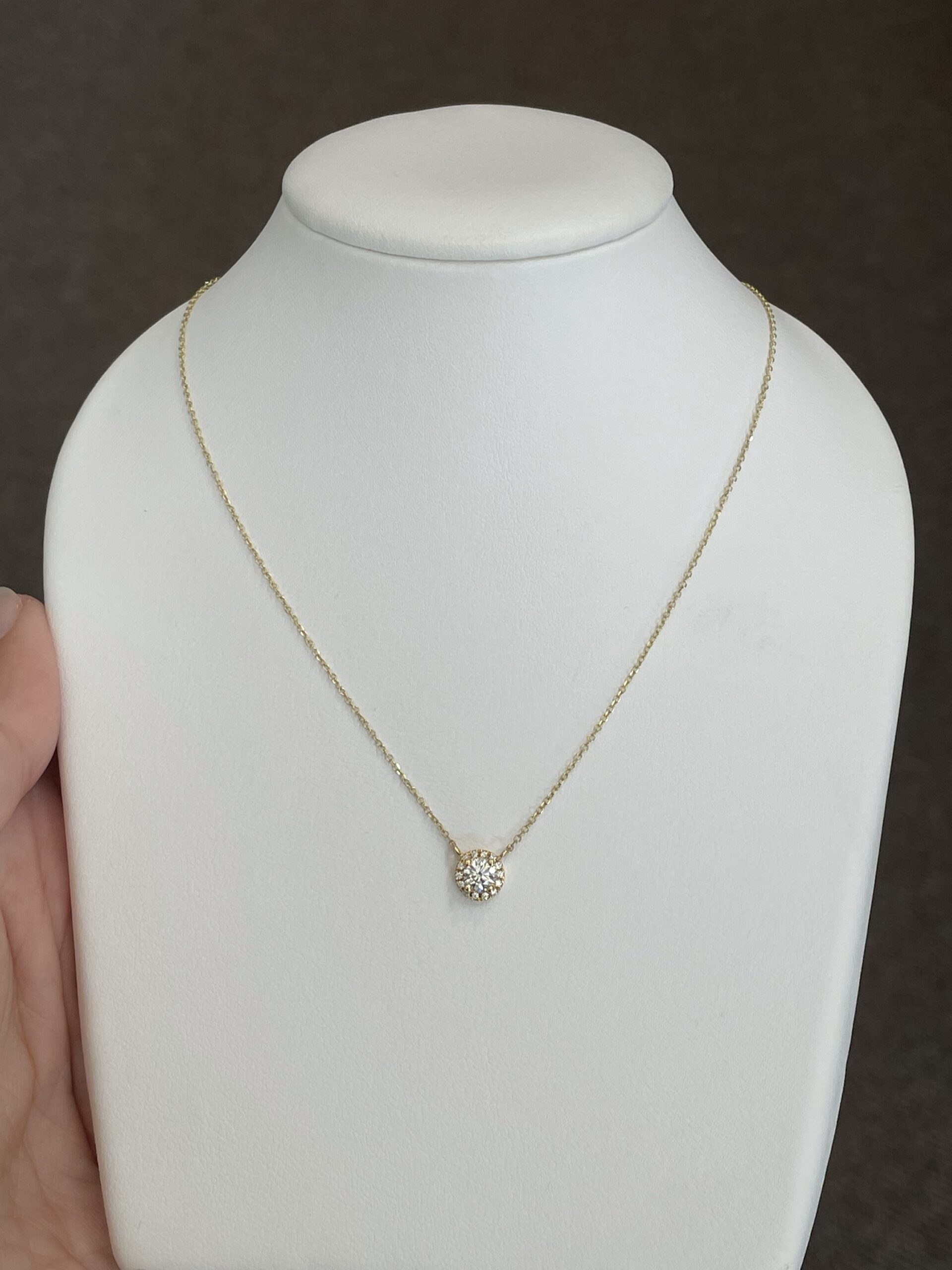 14k Yellow Gold Genuine .35 Cttw Round Brilliant Cut Diamond Halo Pendant - Image 16