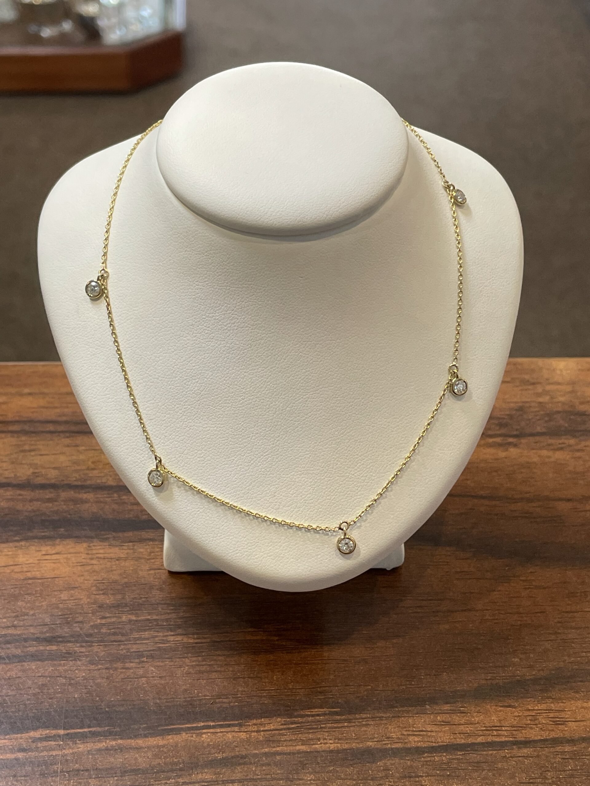 14k Yellow Gold 1/2 Cttw Genuine Round Brilliant Cut Diamond Bezel Set Dangle Necklace