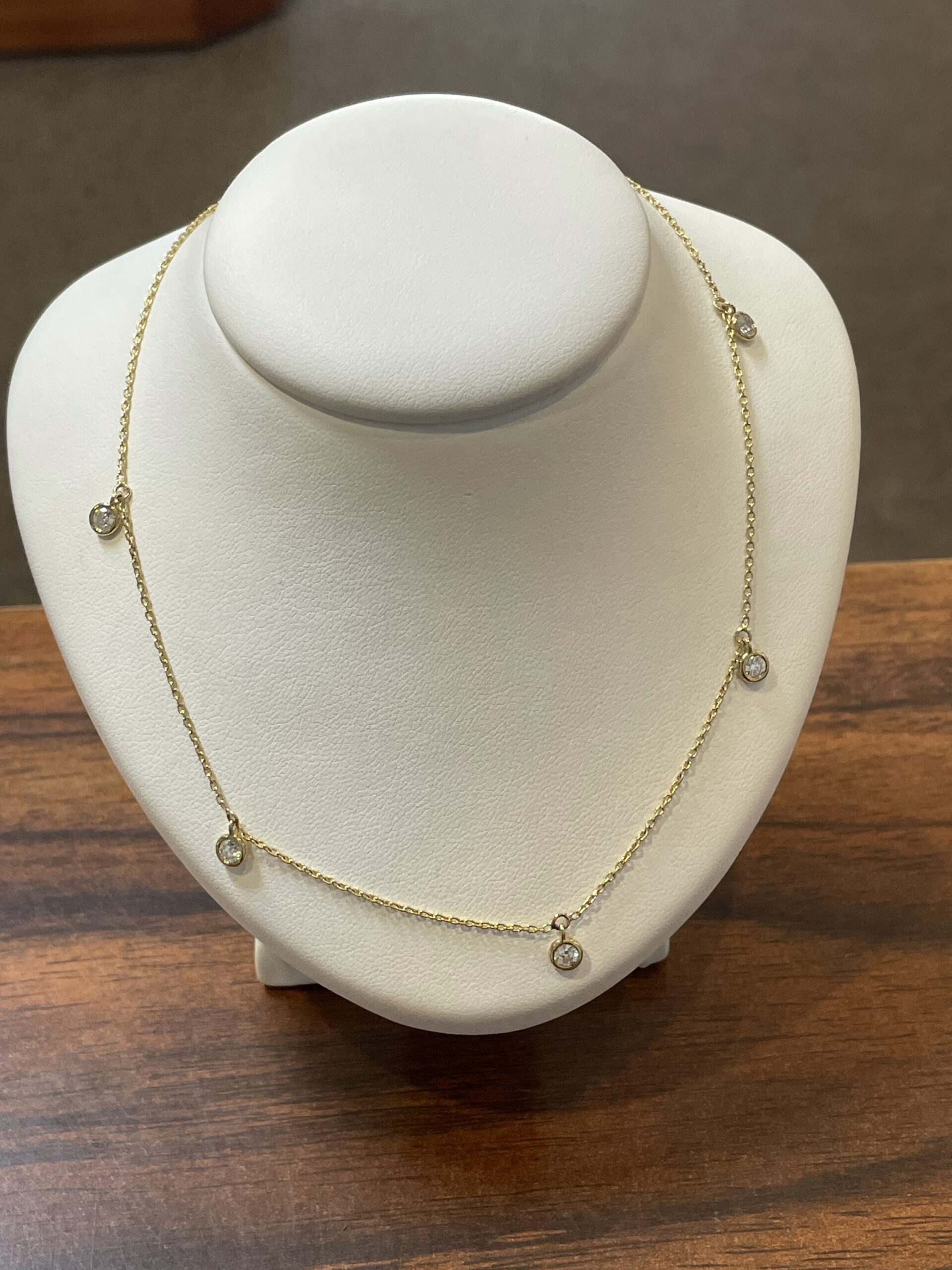 14k Yellow Gold 1/2 Cttw Genuine Round Brilliant Cut Diamond Bezel Set Dangle Necklace - Image 2