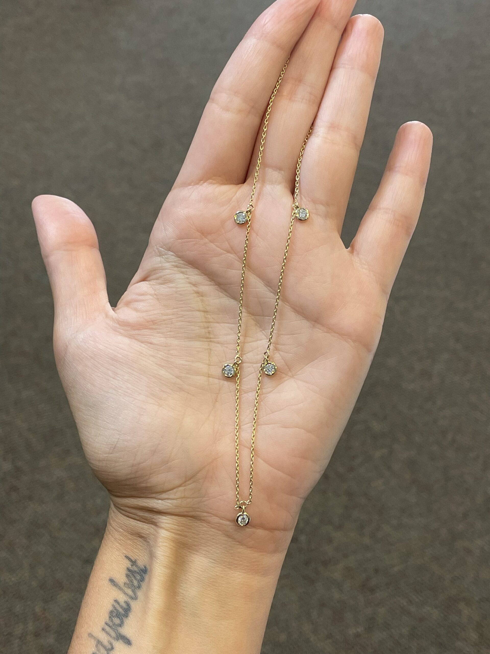 14k Yellow Gold 1/2 Cttw Genuine Round Brilliant Cut Diamond Bezel Set Dangle Necklace - Image 7