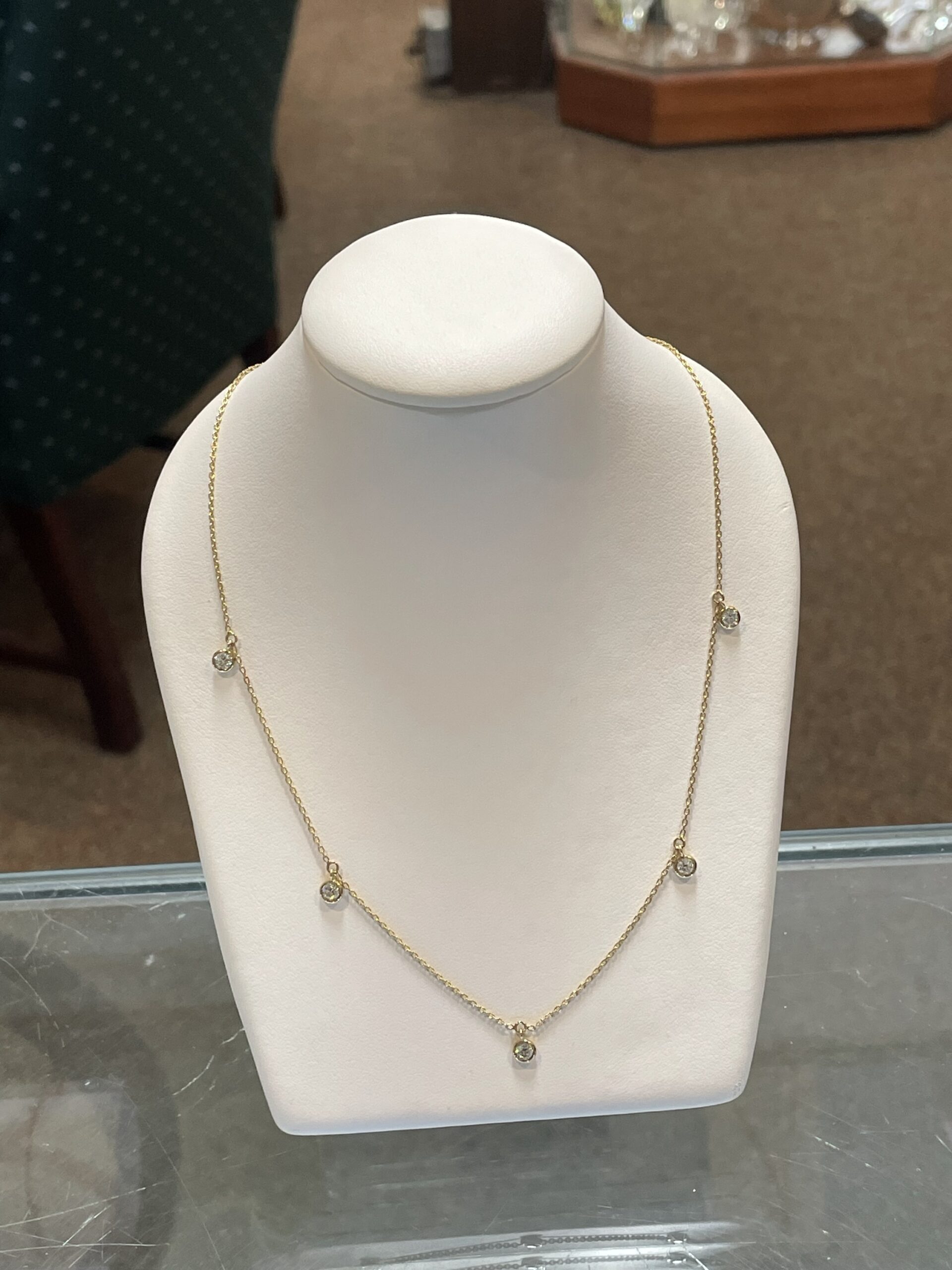 14k Yellow Gold 1/2 Cttw Genuine Round Brilliant Cut Diamond Bezel Set Dangle Necklace - Image 9