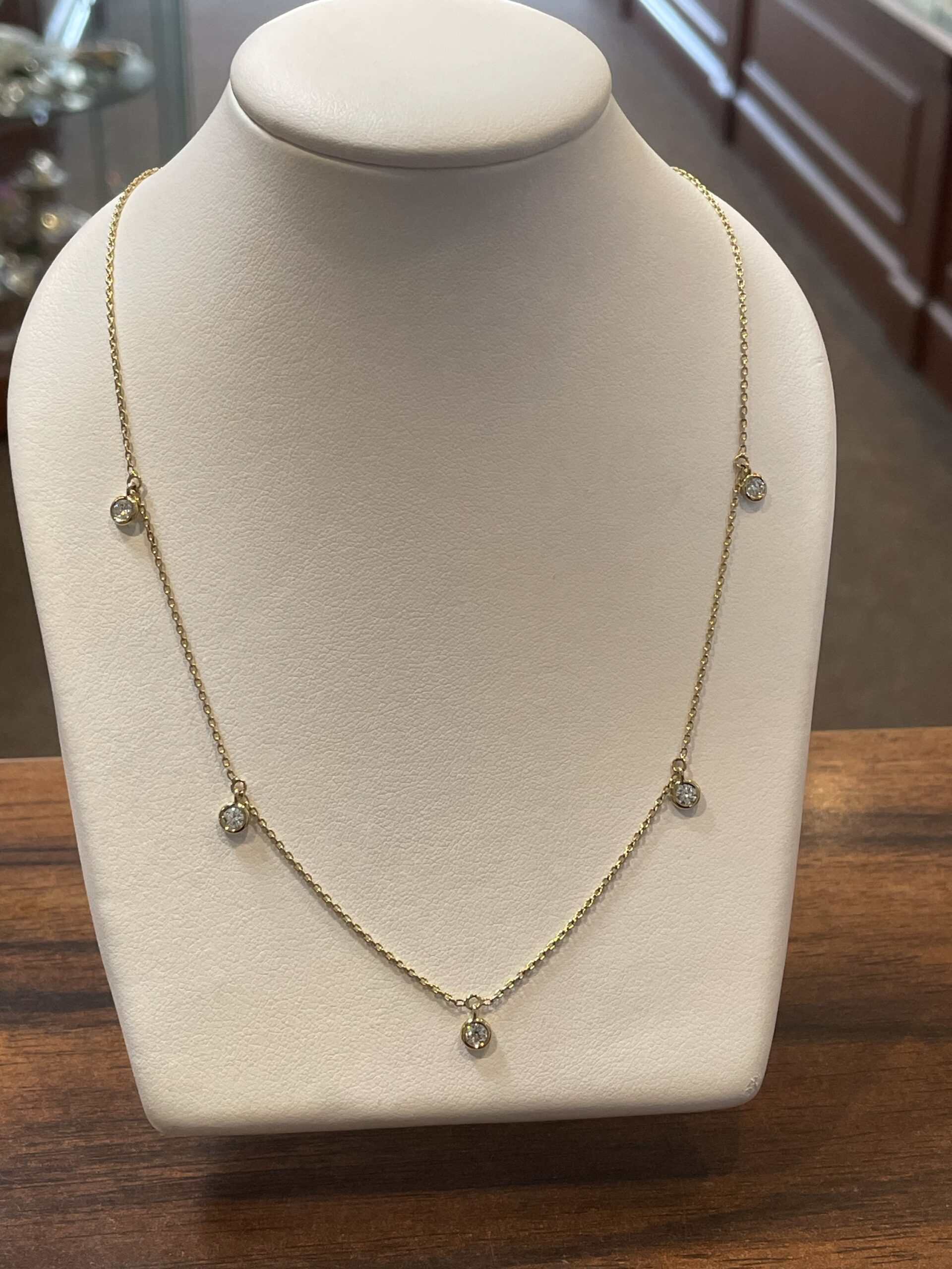 14k Yellow Gold 1/2 Cttw Genuine Round Brilliant Cut Diamond Bezel Set Dangle Necklace - Image 10