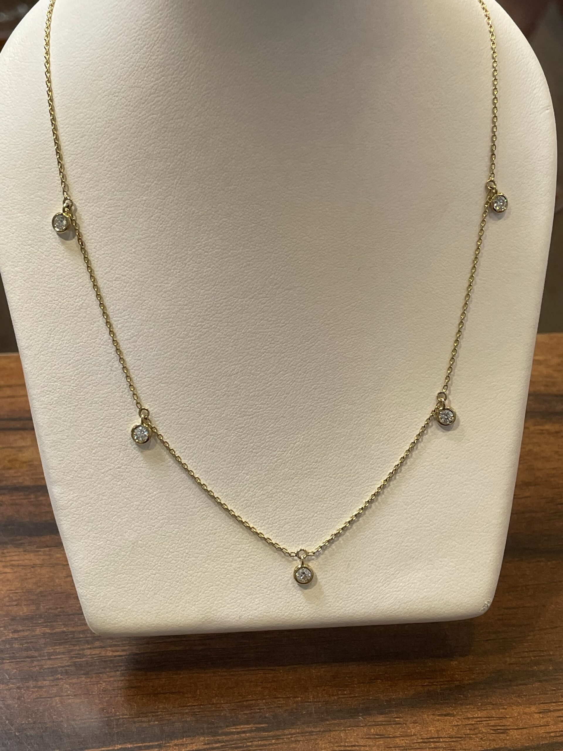 14k Yellow Gold 1/2 Cttw Genuine Round Brilliant Cut Diamond Bezel Set Dangle Necklace - Image 11